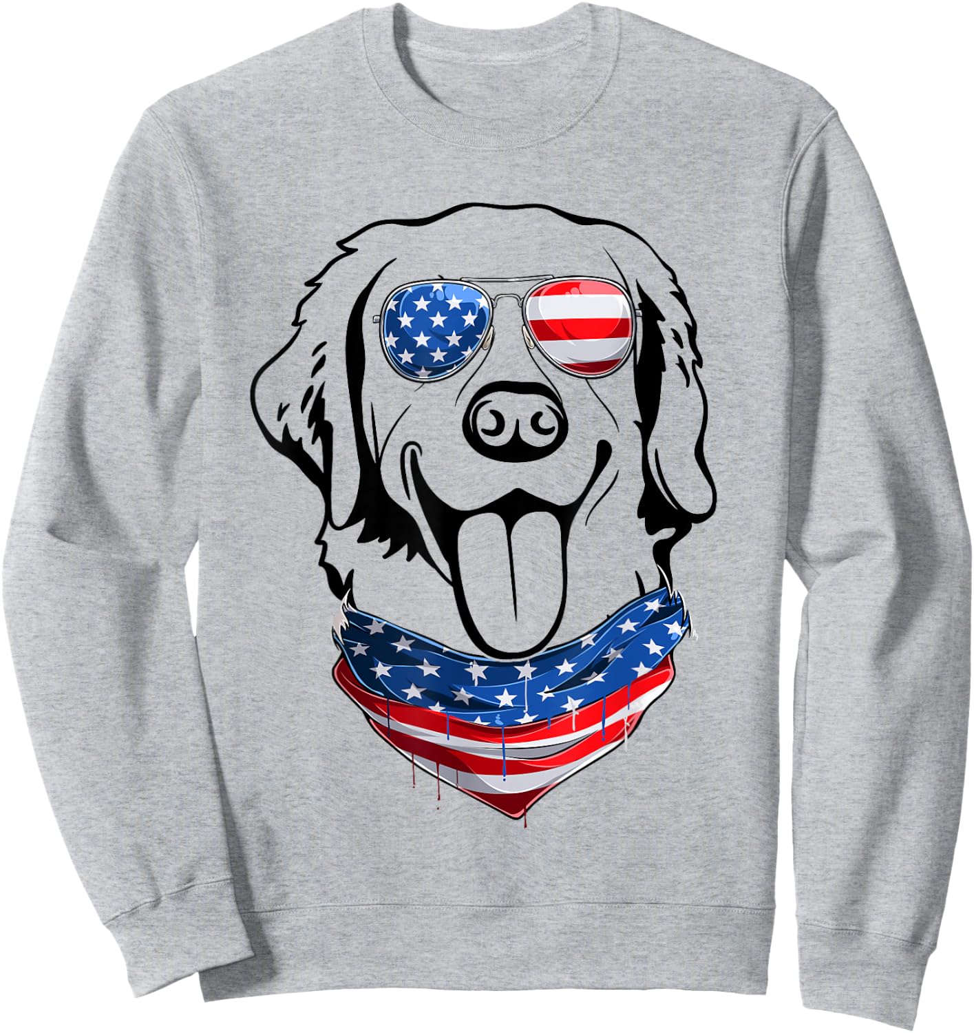 Labrador 4th of July Patriotic American Flag Labrador Dog Sweatshirt - Sweatshirt | Ash