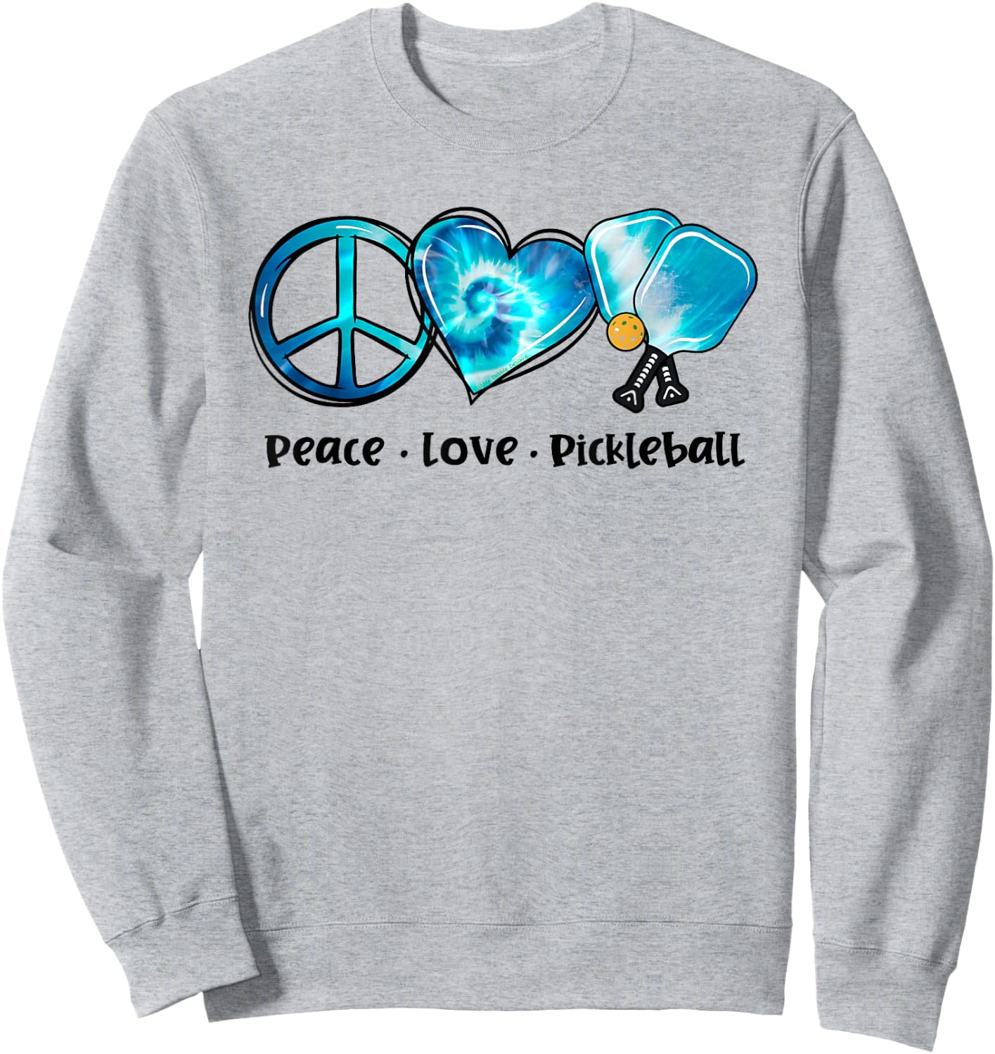 Blue Tie Dye Peace Love Pickleball Lovers Cute Pickleball Sweatshirt - Sweatshirt | Ash