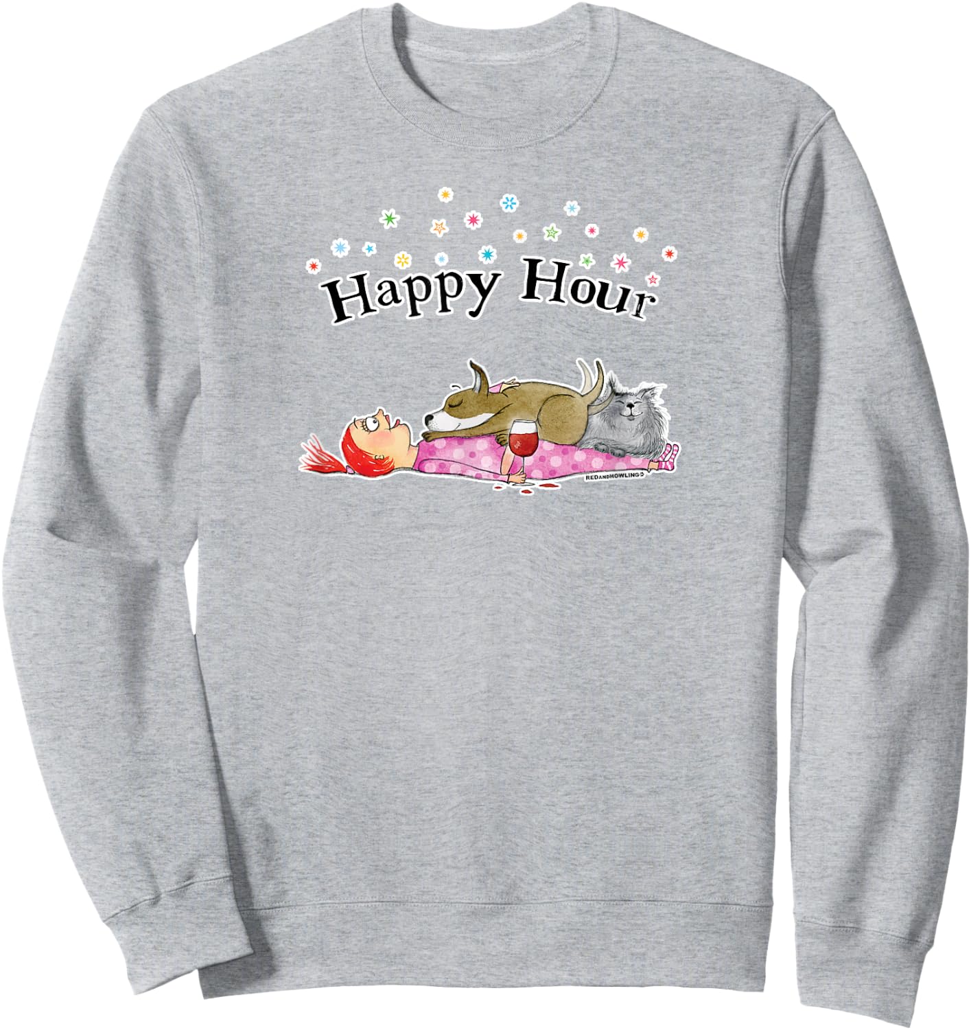 Red and Howling Happy Hour Sweatshirt - Sweatshirt | Ash