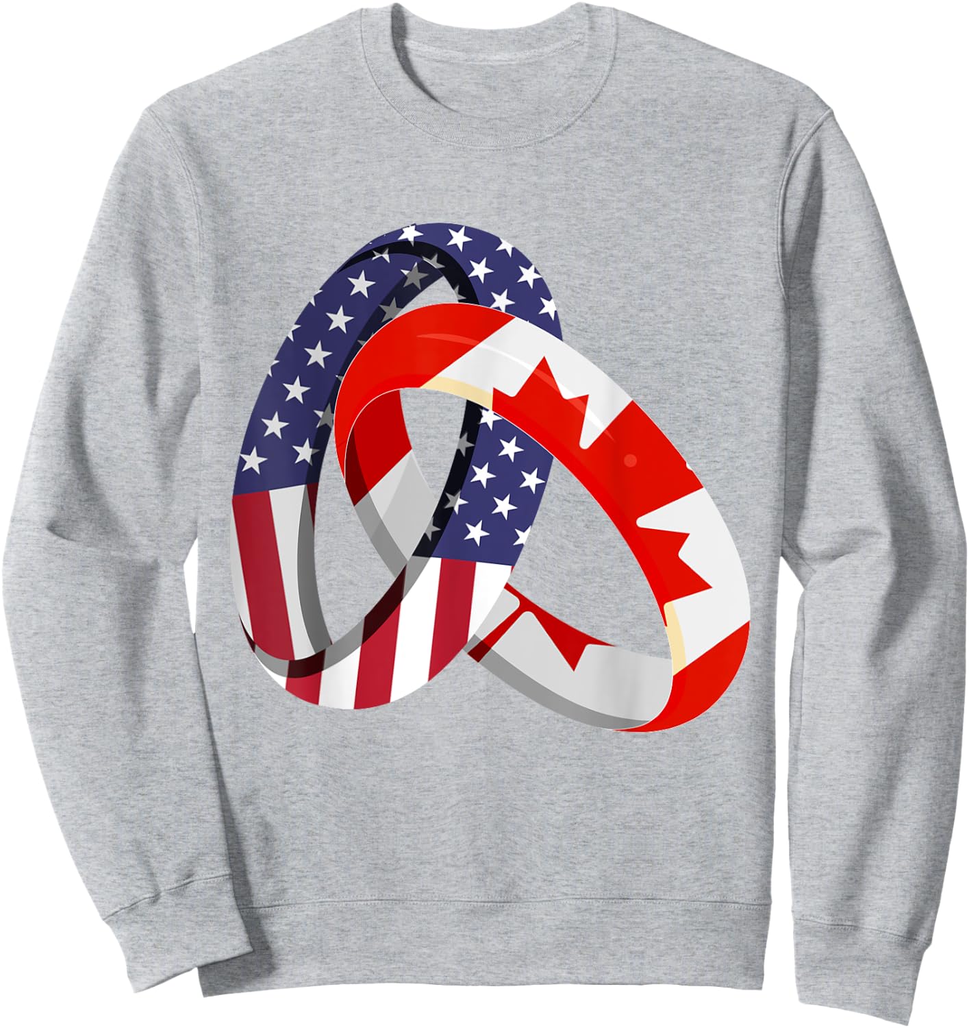Canadian American Ring Heritage Month Patriot Flags Sweatshirt - Sweatshirt | Ash