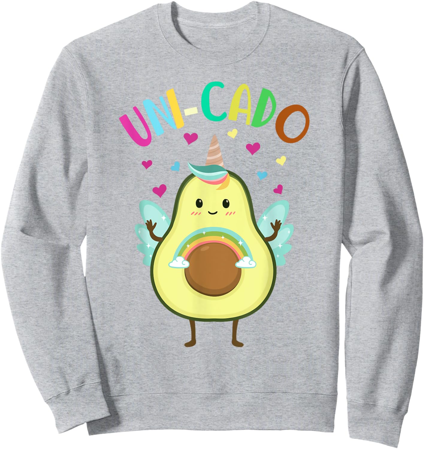 Cute Avocado Shirt Kids Toddler Little Girl Unicorn Birthday Sweatshirt - Sweatshirt | Ash