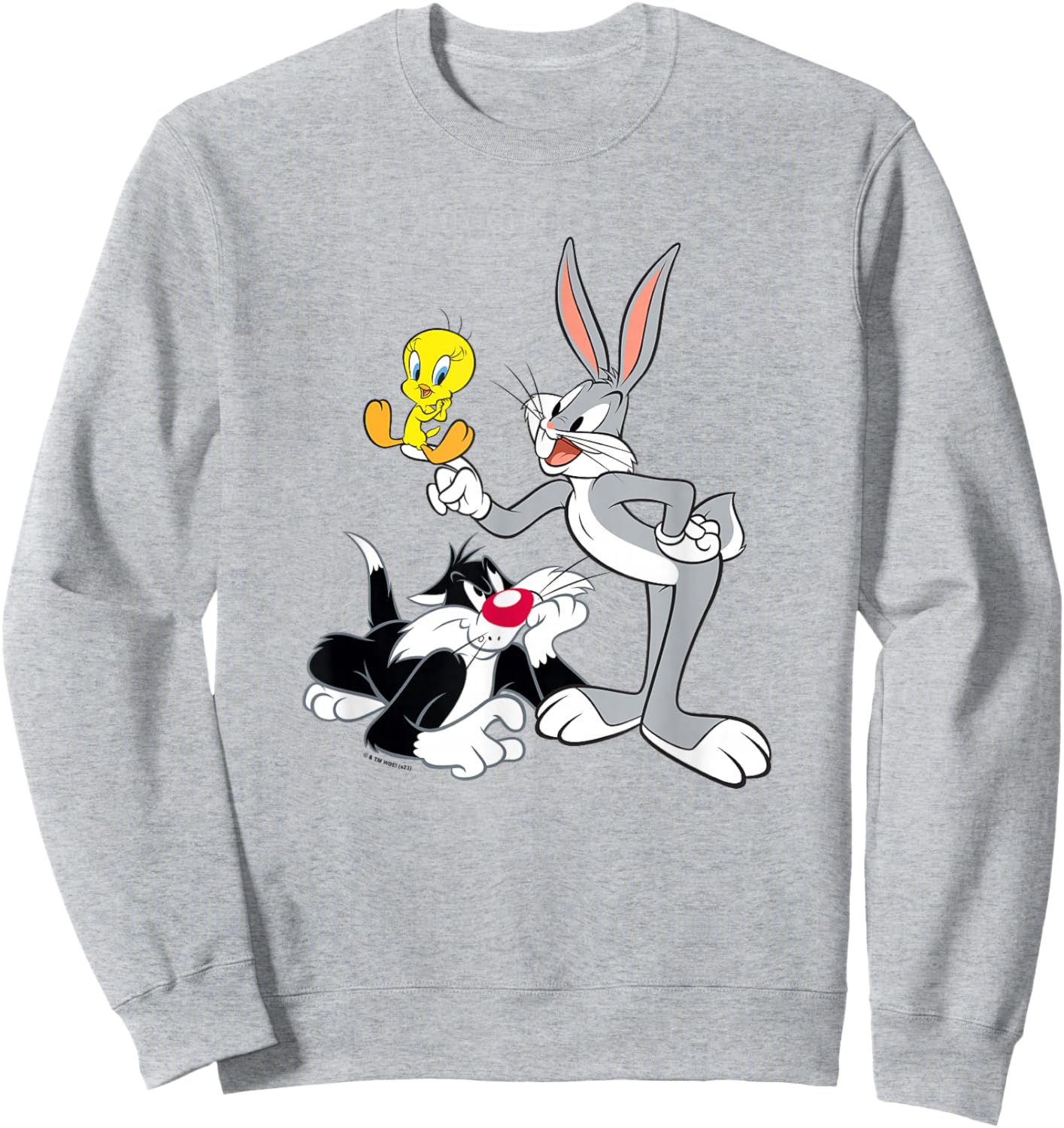 Looney Tunes Sylvester Tweety & Bugs Hanging Out Sweatshirt - Sweatshirt | Ash