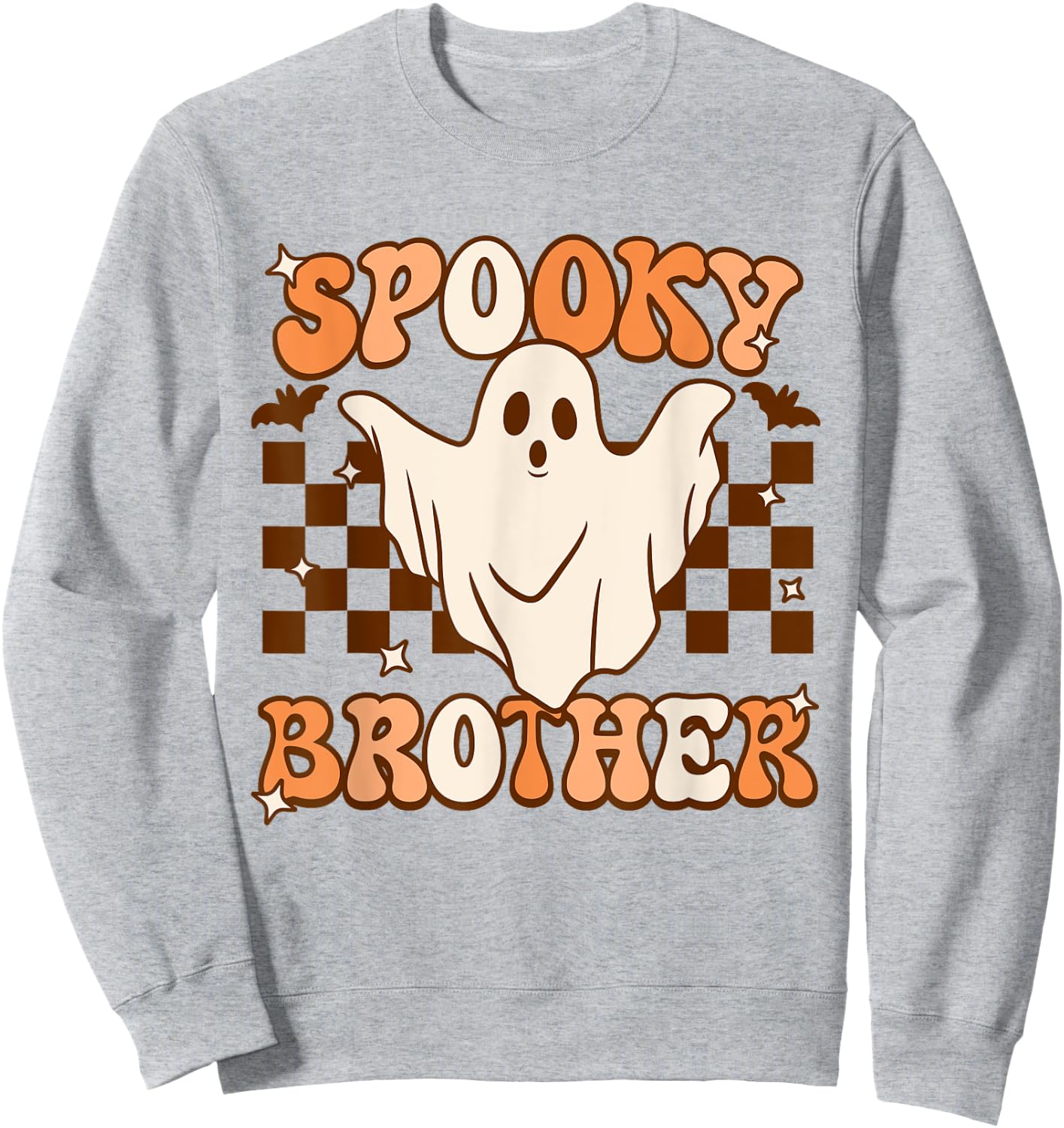 Retro Groovy Ghost Spooky Brother Costume Matching Sweatshirt - Sweatshirt | Ash