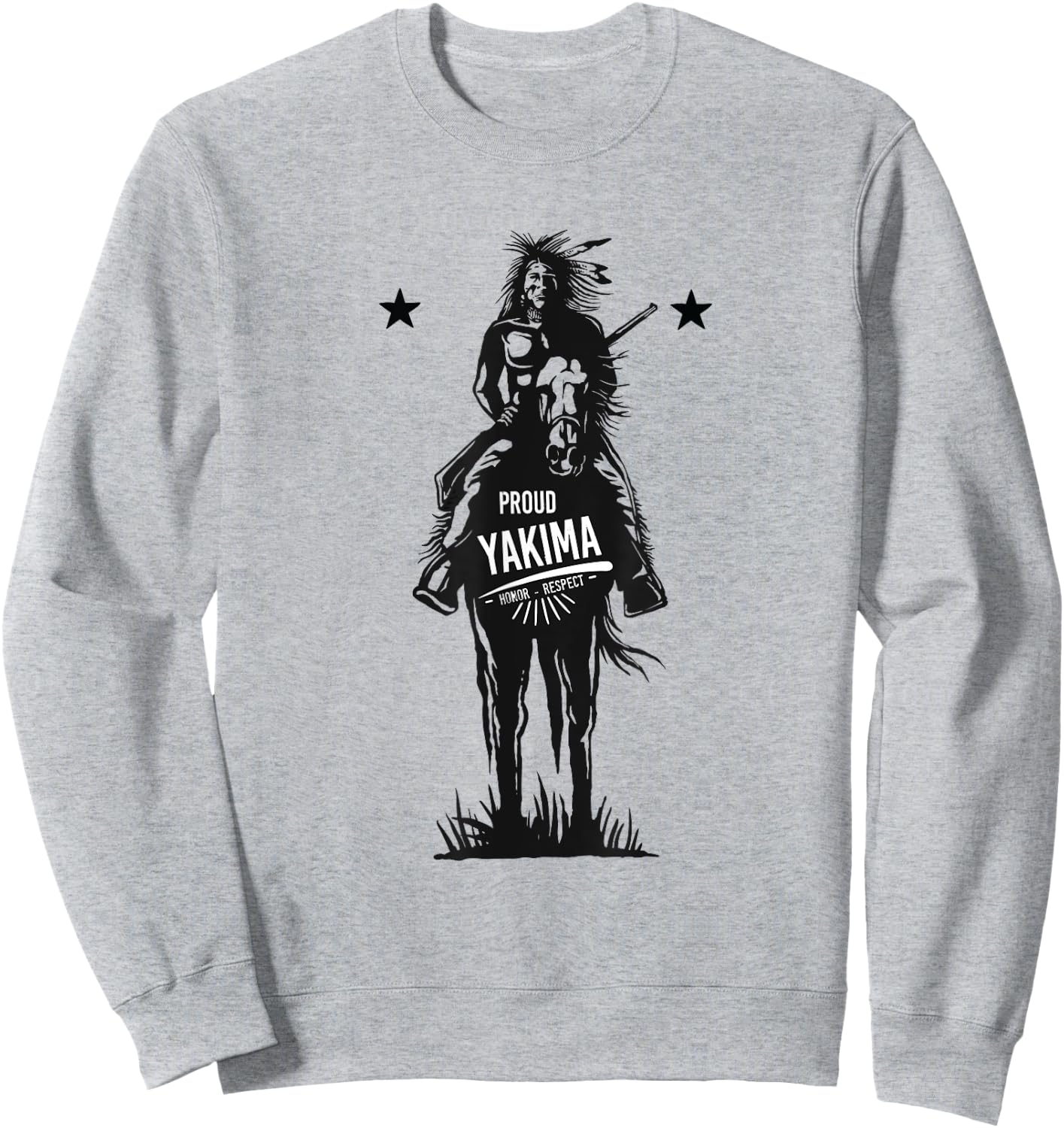 Yakima American Indian Tribe Proud Warrior on Horse Sweatshirt - Sweatshirt | Ash