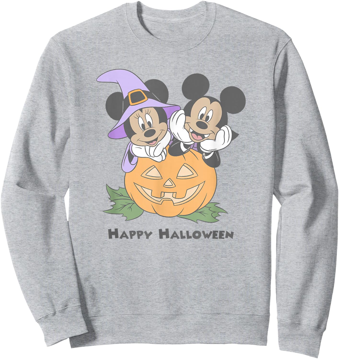 Disney Mickey and Friends Halloween Pumpkin Mickey & Minnie Sweatshirt - Sweatshirt | Ash