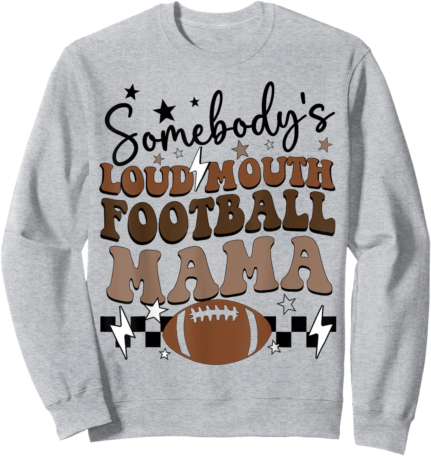 Somebody's Loudmouth Football Mama retro groovy football mom Sweatshirt - Sweatshirt | Ash