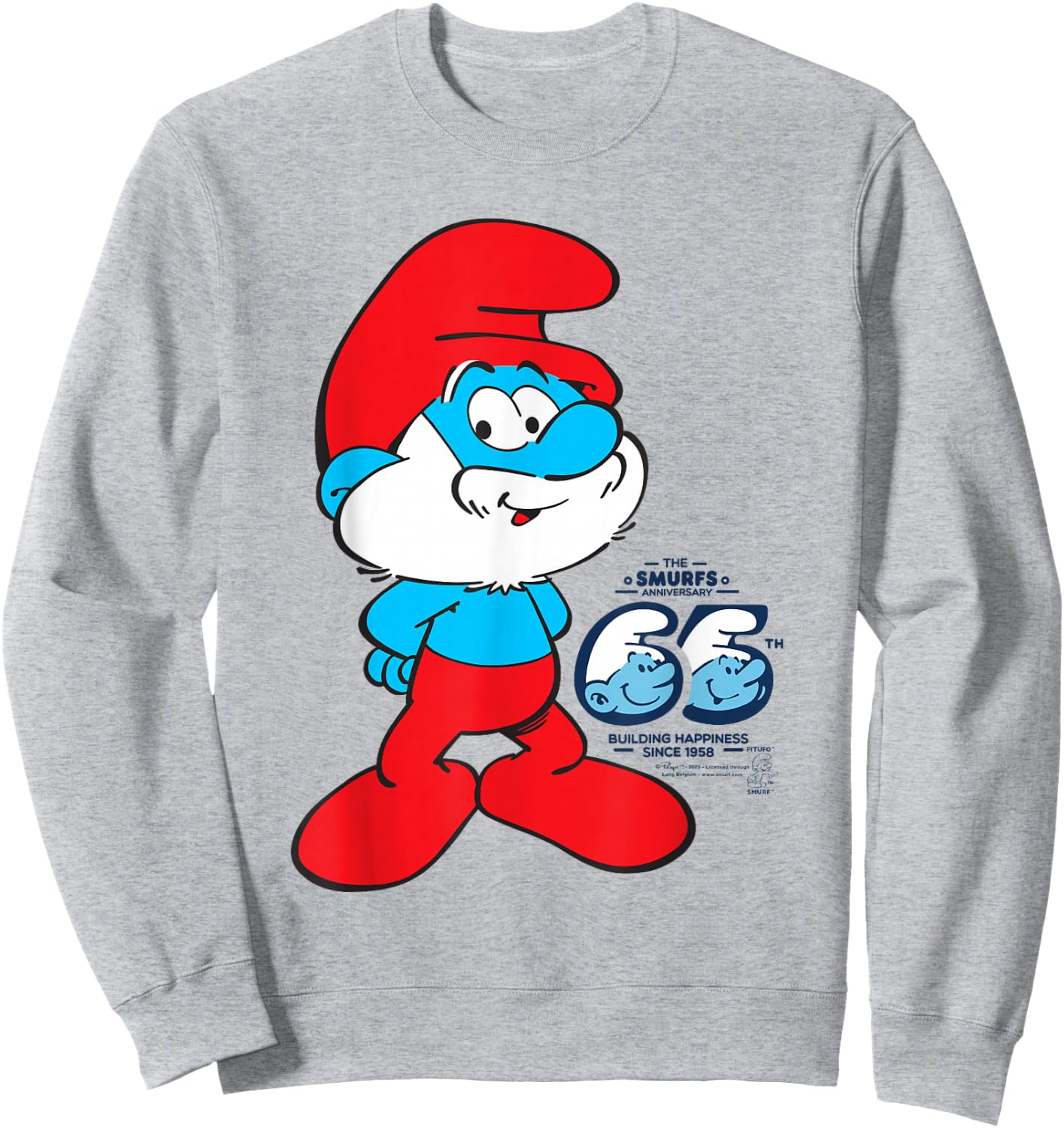 The Smurfs 65th Anniversary Papa Smurf Sweatshirt - Sweatshirt | Ash