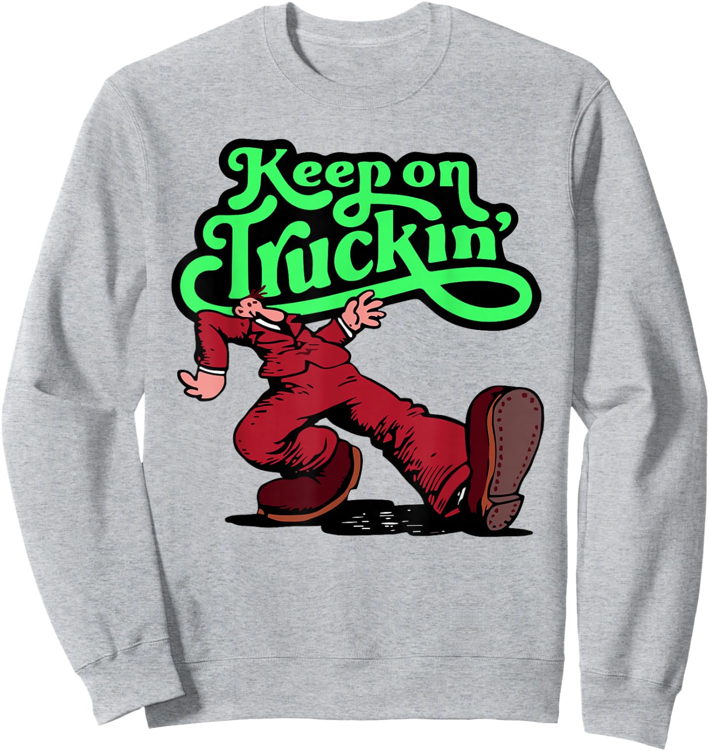 Keep on Trucking -Adults Grey Cartoon Small Sweatshirt - Sweatshirt | Ash