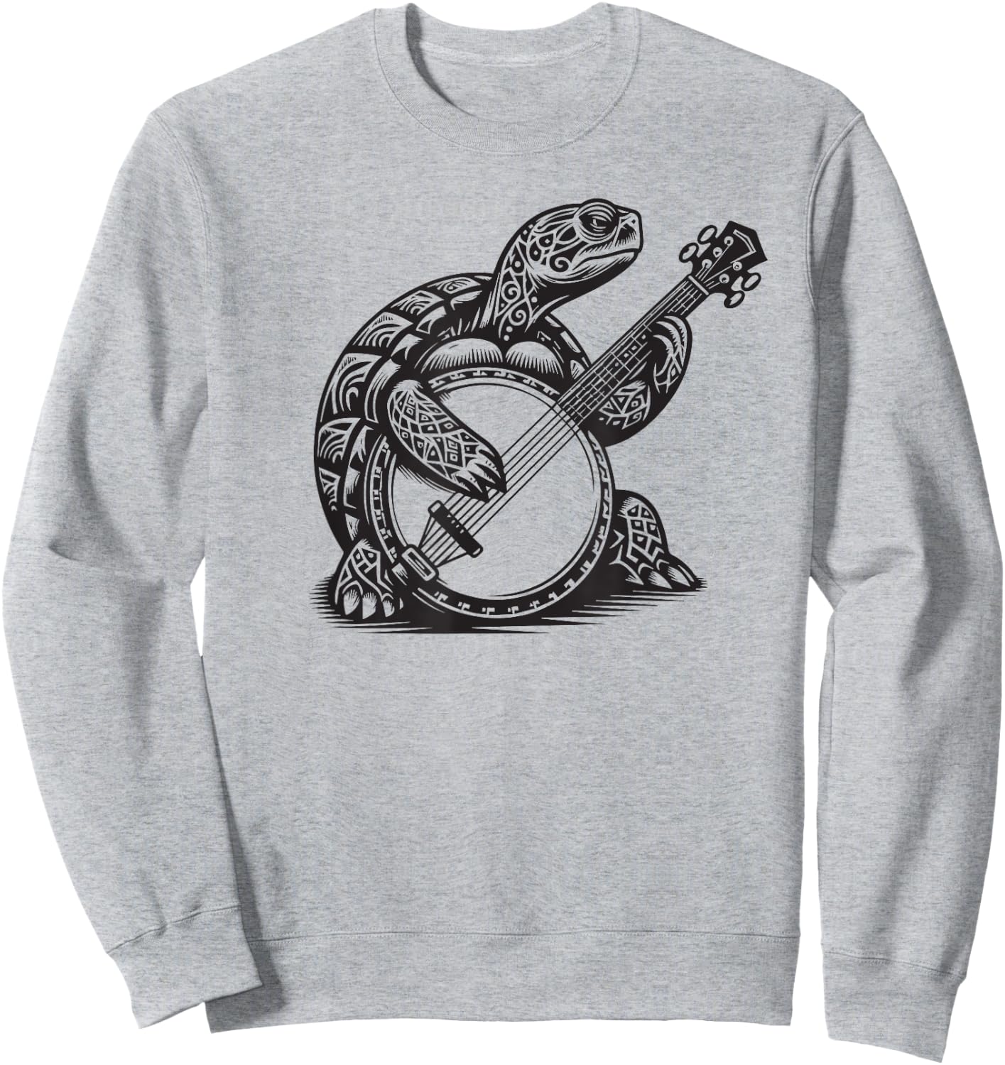 Turtle Playing Banjo Tribal Art Music Festival Zen Sweatshirt - Sweatshirt | Ash