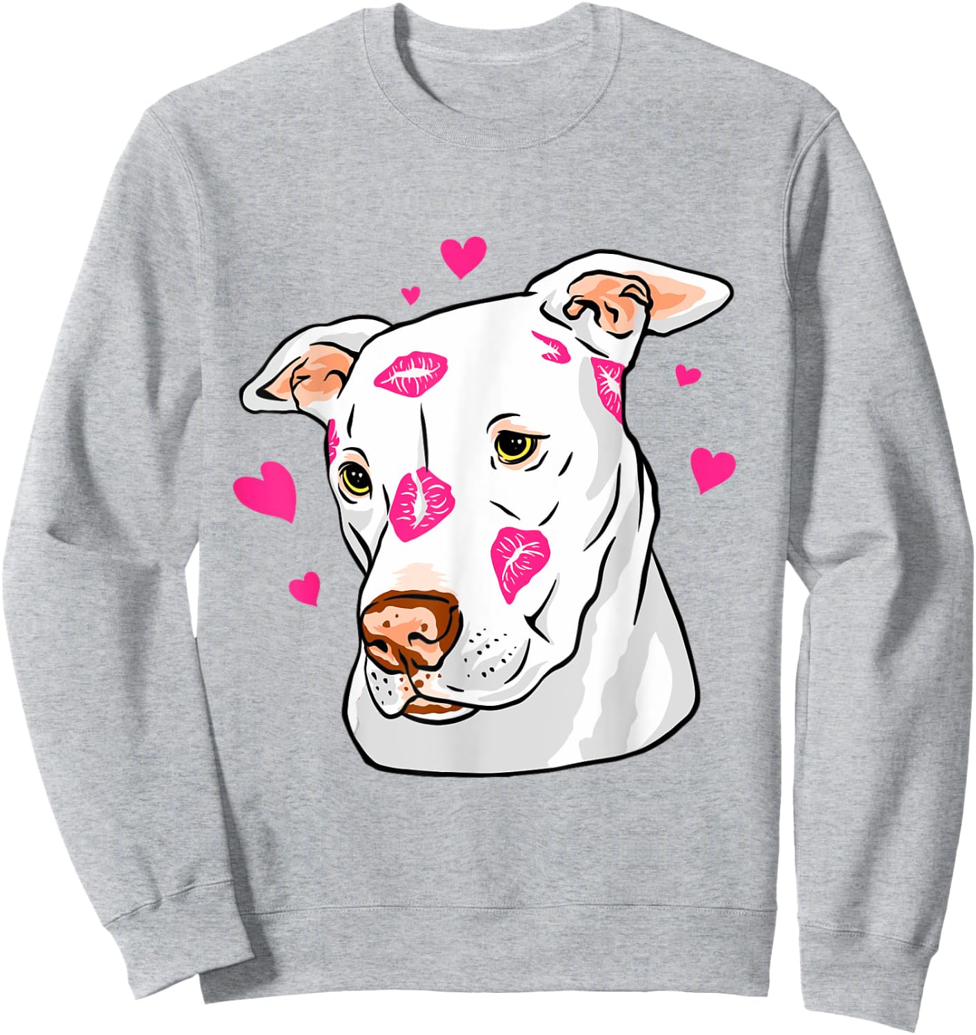 Pit Bull Terrier Kiss Lips Hearts Sweatshirt - Sweatshirt | Ash