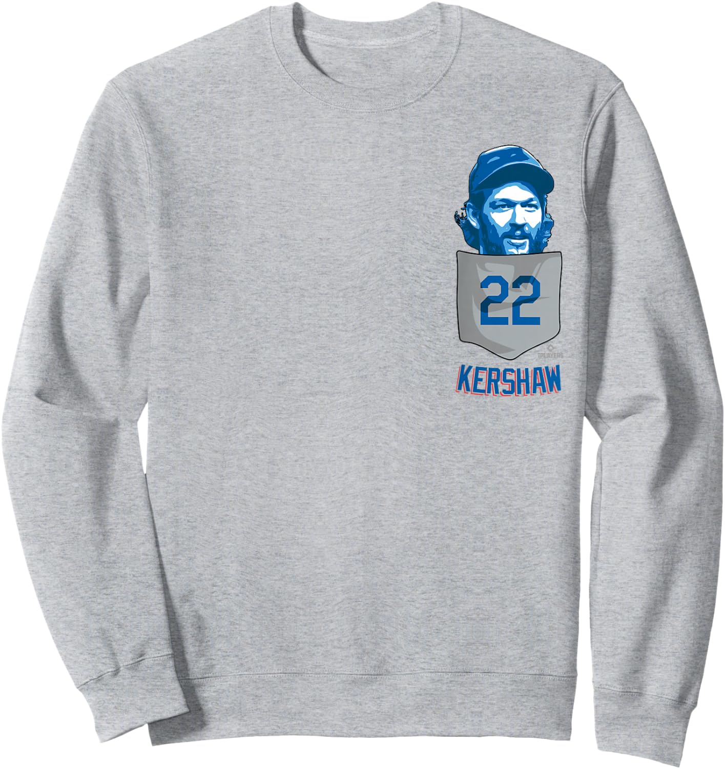 Clayton Kershaw Los Angeles Baseball Pocket MLBPA Sweatshirt - Sweatshirt | Ash