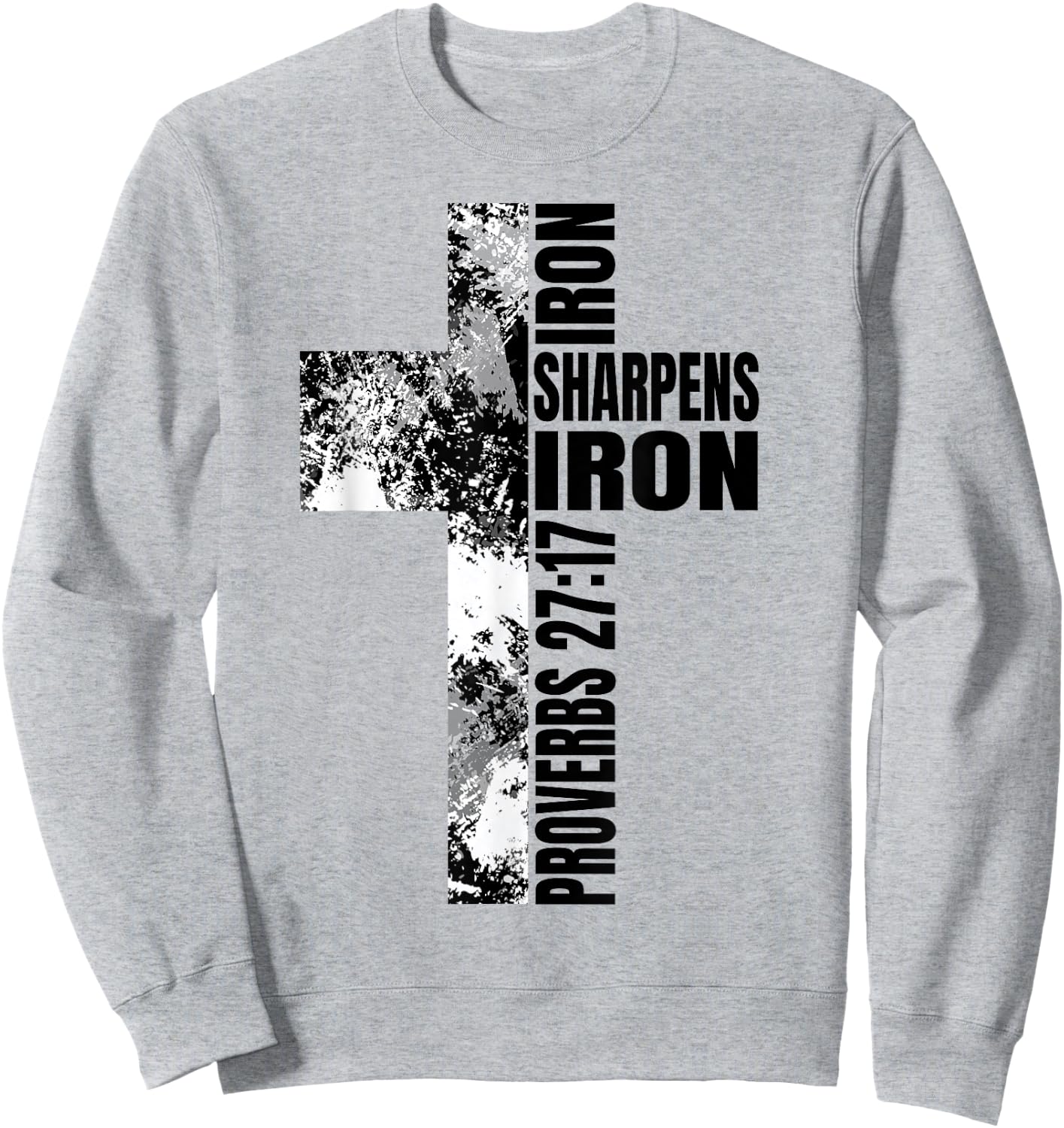 Religious Cross Iron Sharpens Iron Verse Christian Couples Sweatshirt - Sweatshirt | Ash