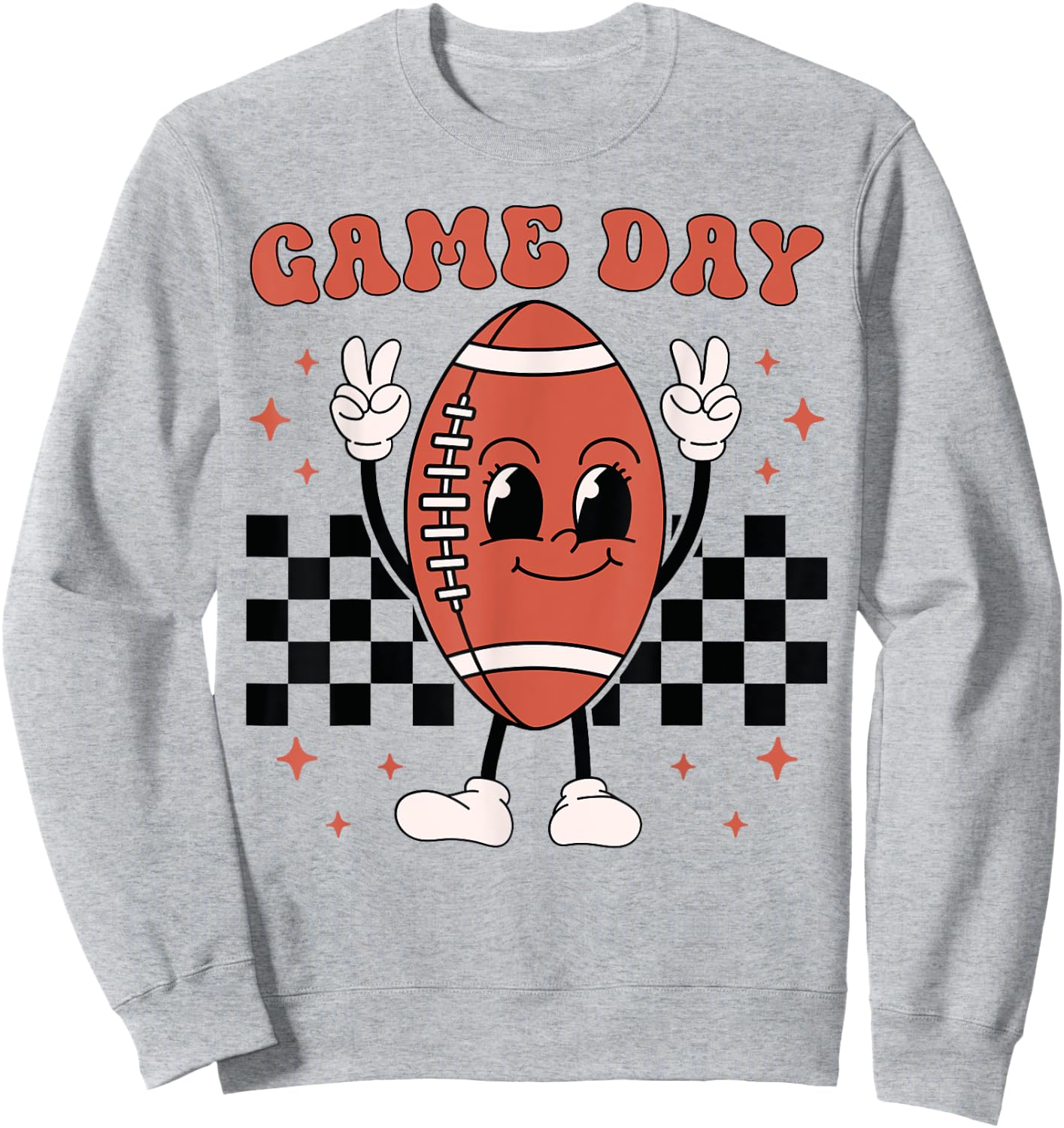 Retro Groovy Game Day American Football Players Fans Outfit Sweatshirt - Sweatshirt | Ash