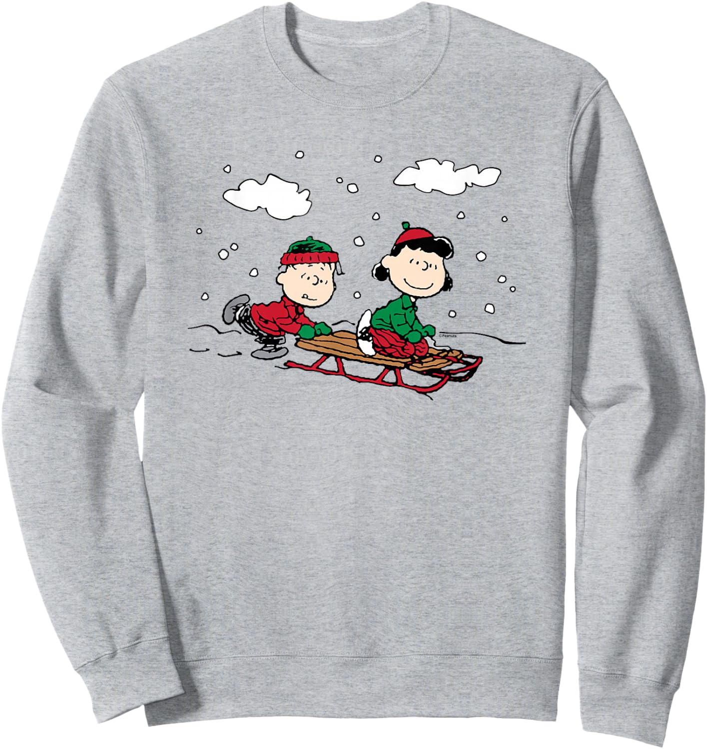 Peanuts Linus Lucy Sledge Sweatshirt - Sweatshirt | Ash