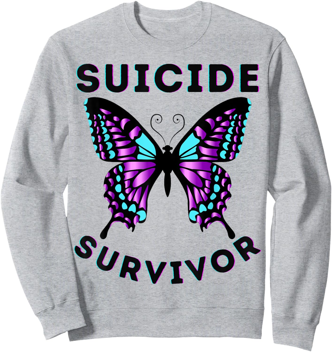 Butterfly Suicide Survivor Awareness Prevention Kid Boy Girl Sweatshirt - Sweatshirt | Ash