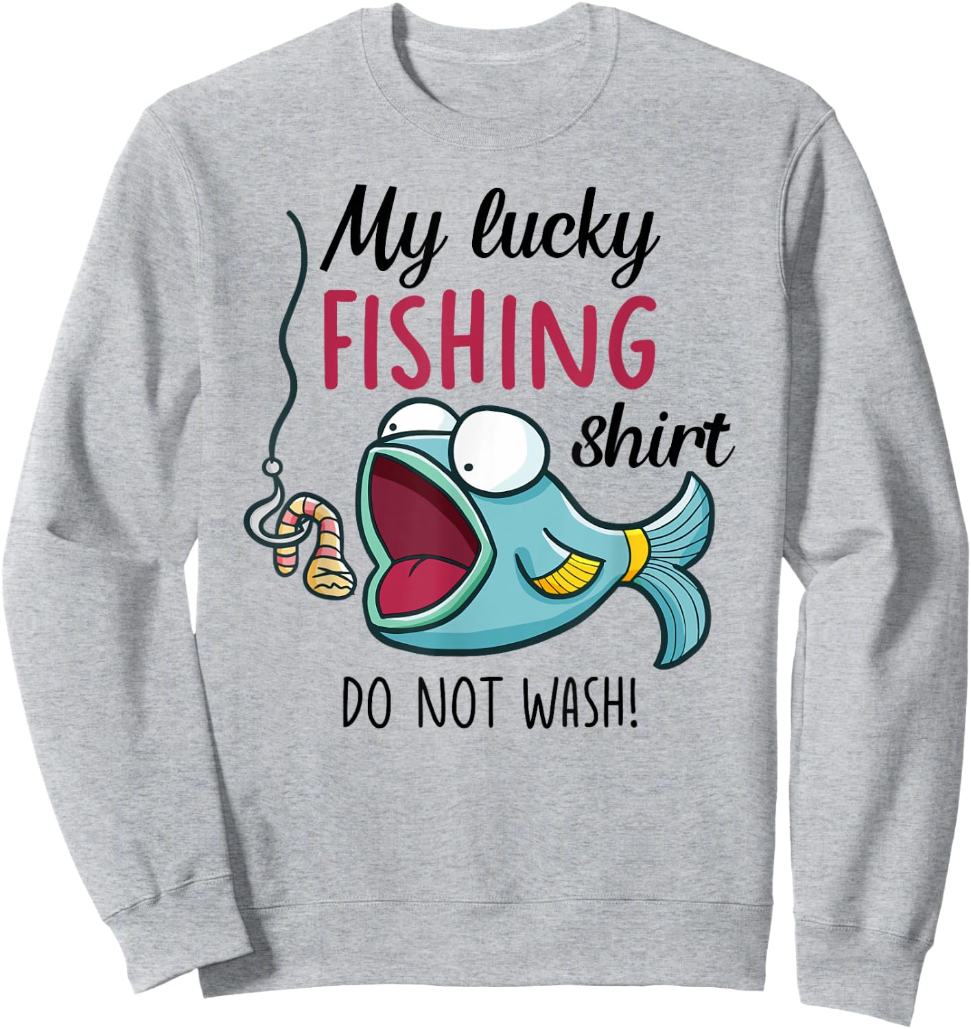 Lucky Fishing-Shirt Youth Kids Boys Funny Fish Sweatshirt - Sweatshirt | Ash
