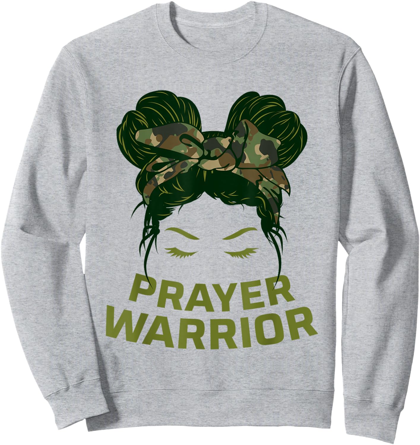 Prayer Warrior Teens Girls Camo Faith God Jesus Christian Sweatshirt - Sweatshirt | Ash