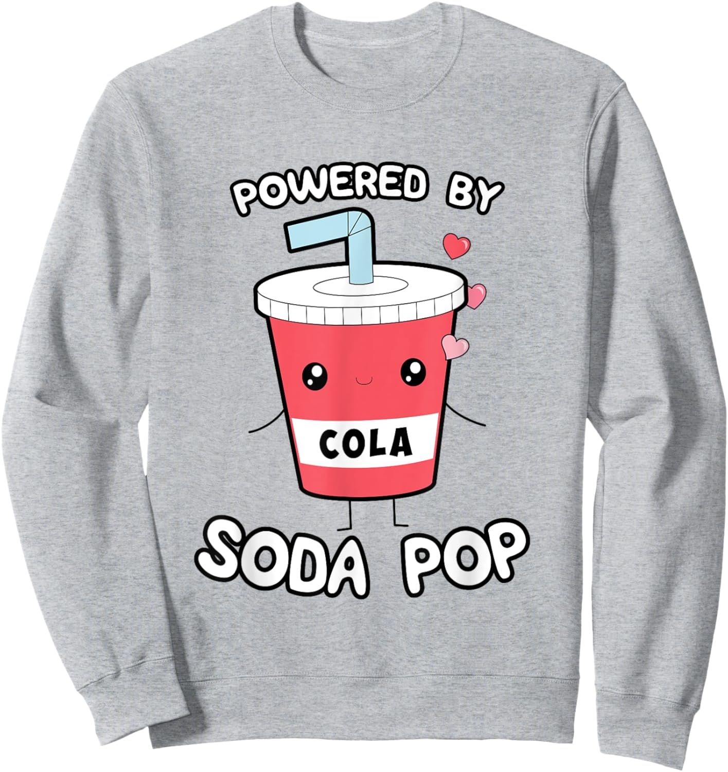 Powered by Soda Pop, Kawaii Cute Otaku Top Sweatshirt - Sweatshirt | Ash