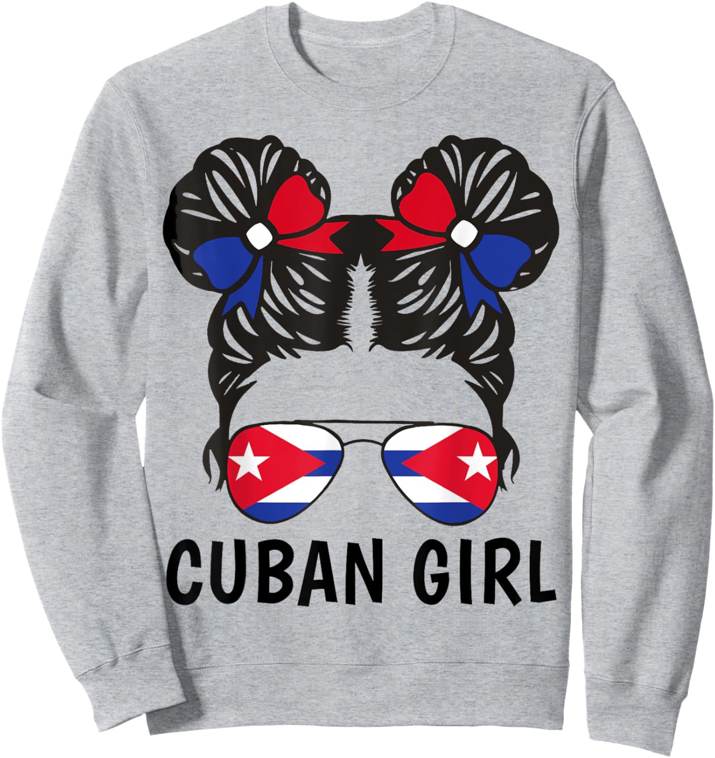 Cuba Flag Cuban Girl Shirt Hispanic Heritage Month Kid Women Sweatshirt - Sweatshirt | Ash