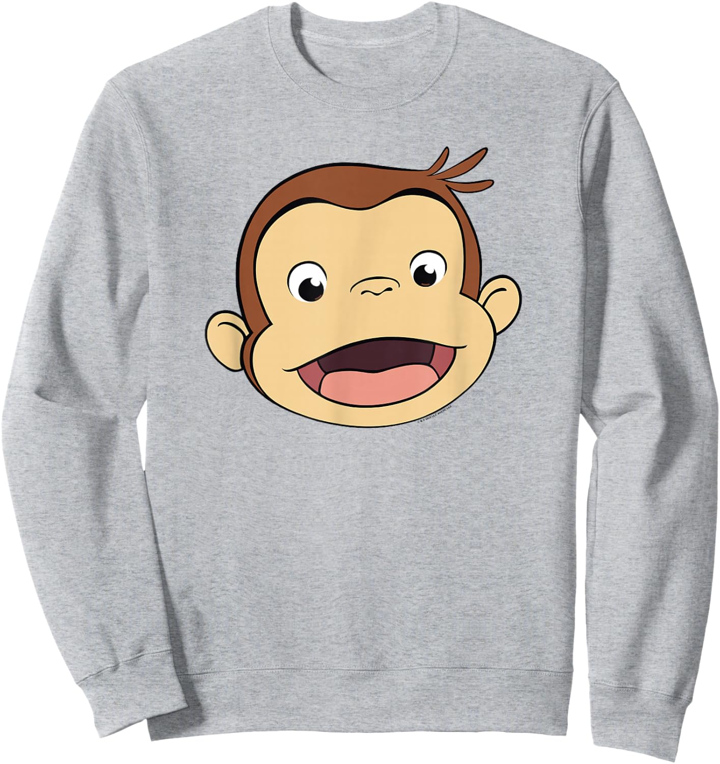 Curious George Big Face Monkey Smile Sweatshirt - Sweatshirt | Ash