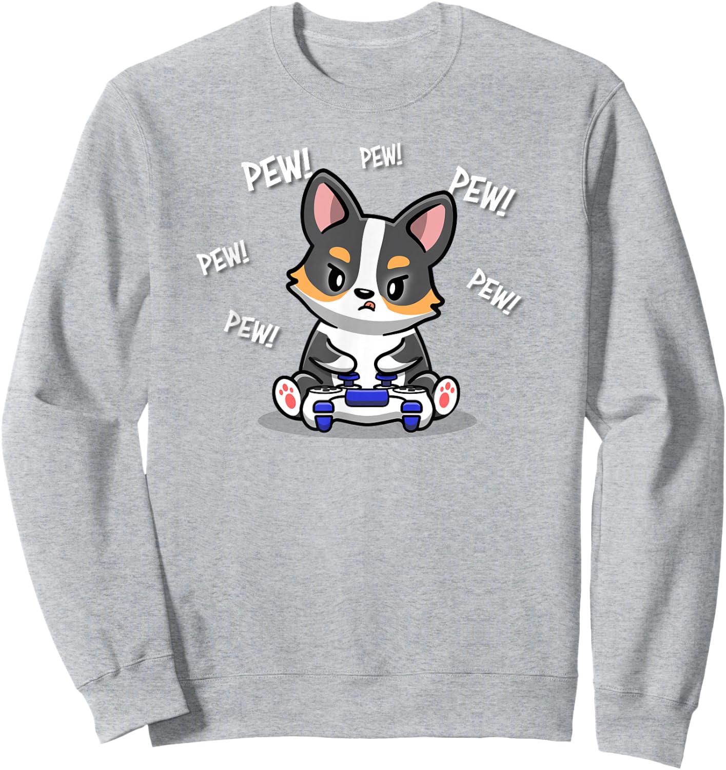 Funny Kawaii Kids Boy Video Gamer Black Tricolor Corgi Lover Sweatshirt - Sweatshirt | Ash