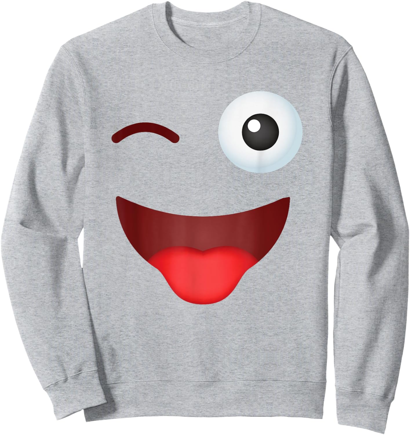 Family Party Group Matching Pajama Squad Gallery Funny Group Costume Halloween Team Outfit Winking Emoticon Sweatshirt - Sweatshirt | Ash