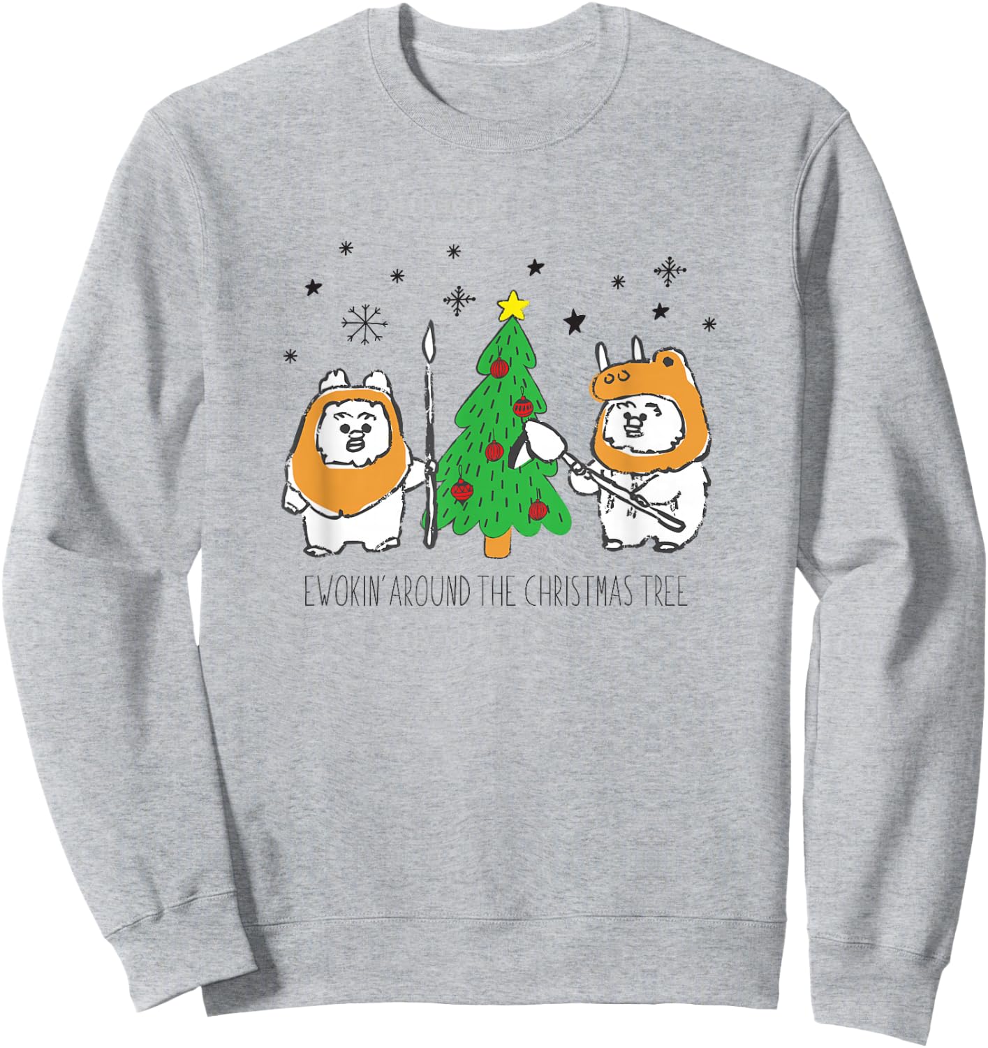 Star Wars Christmas Ewokin' Around The Christmas Tree Sweatshirt - Sweatshirt | Ash