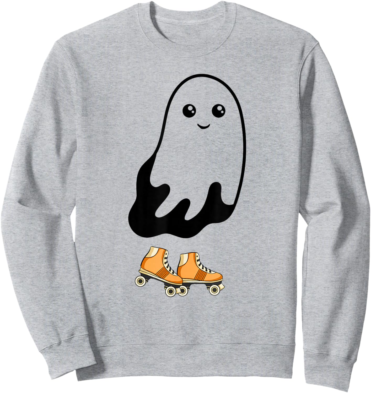 Ghost Roller Skating Funny Halloween Roller Skate Ghost Sweatshirt - Sweatshirt | Ash