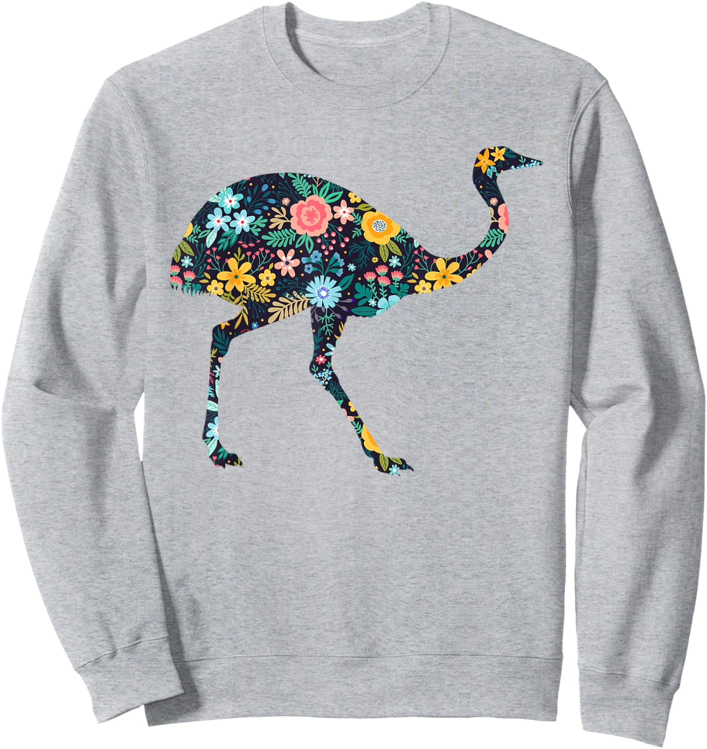 Floral Rhea Bird Silhouette Girls Graphic Sweatshirt - Sweatshirt | Ash