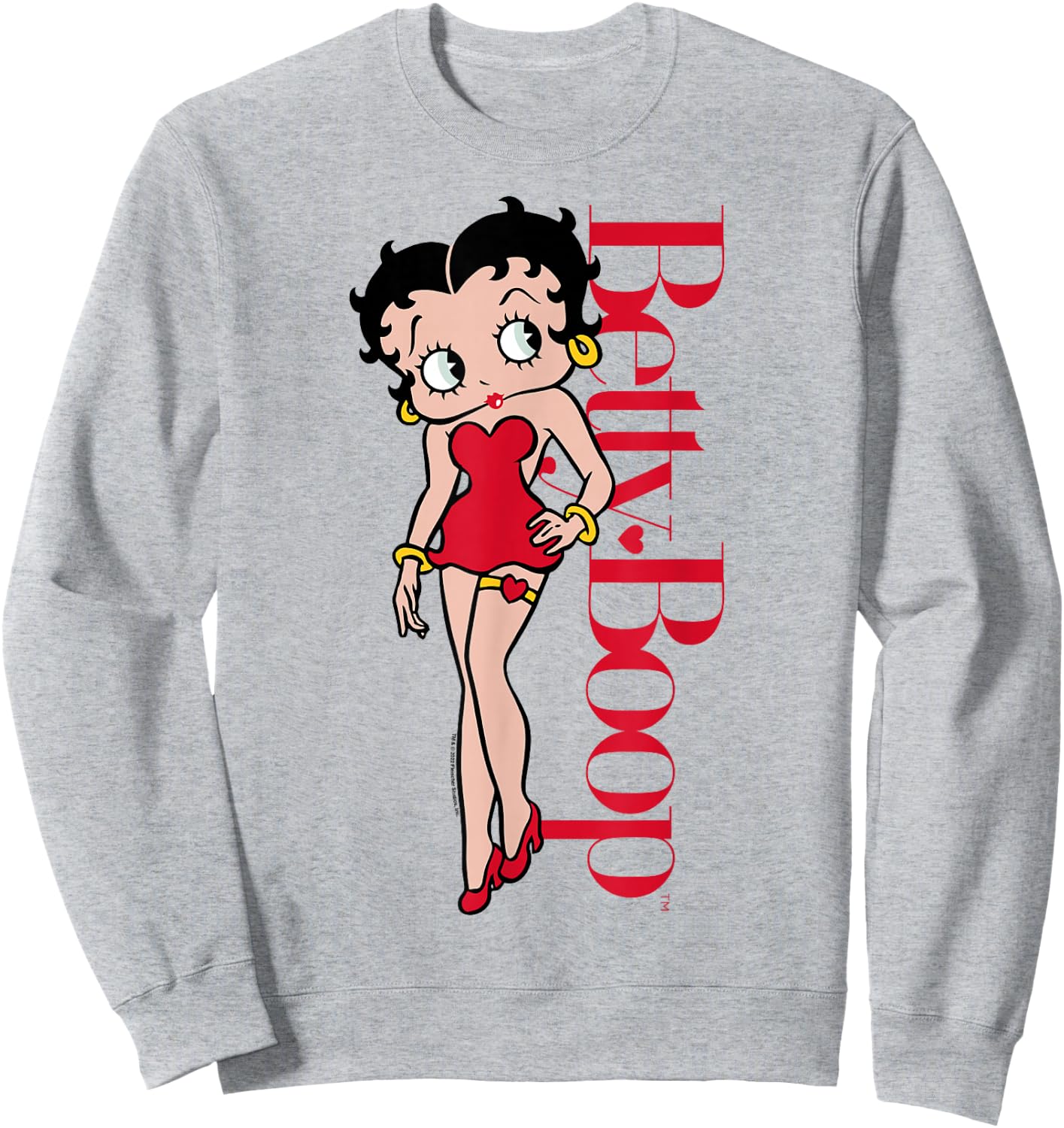 Betty Boop Vertical Text Portrait Sweatshirt - Sweatshirt | Ash