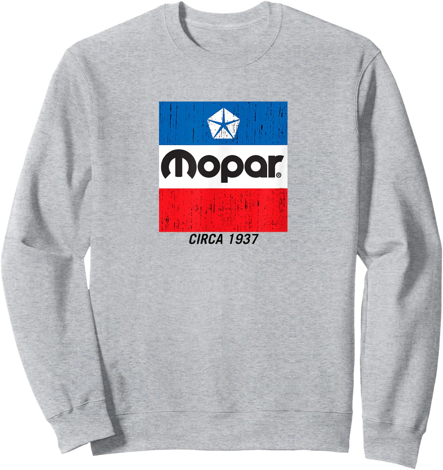 Mopar Distressed Retro Flag Logo Sweatshirt - Sweatshirt | Ash