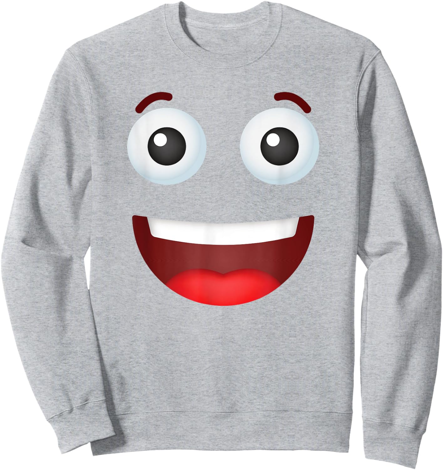 Funny Group Costume Team Outfit Smiling Happy Face Emoticon Sweatshirt - Sweatshirt | Ash