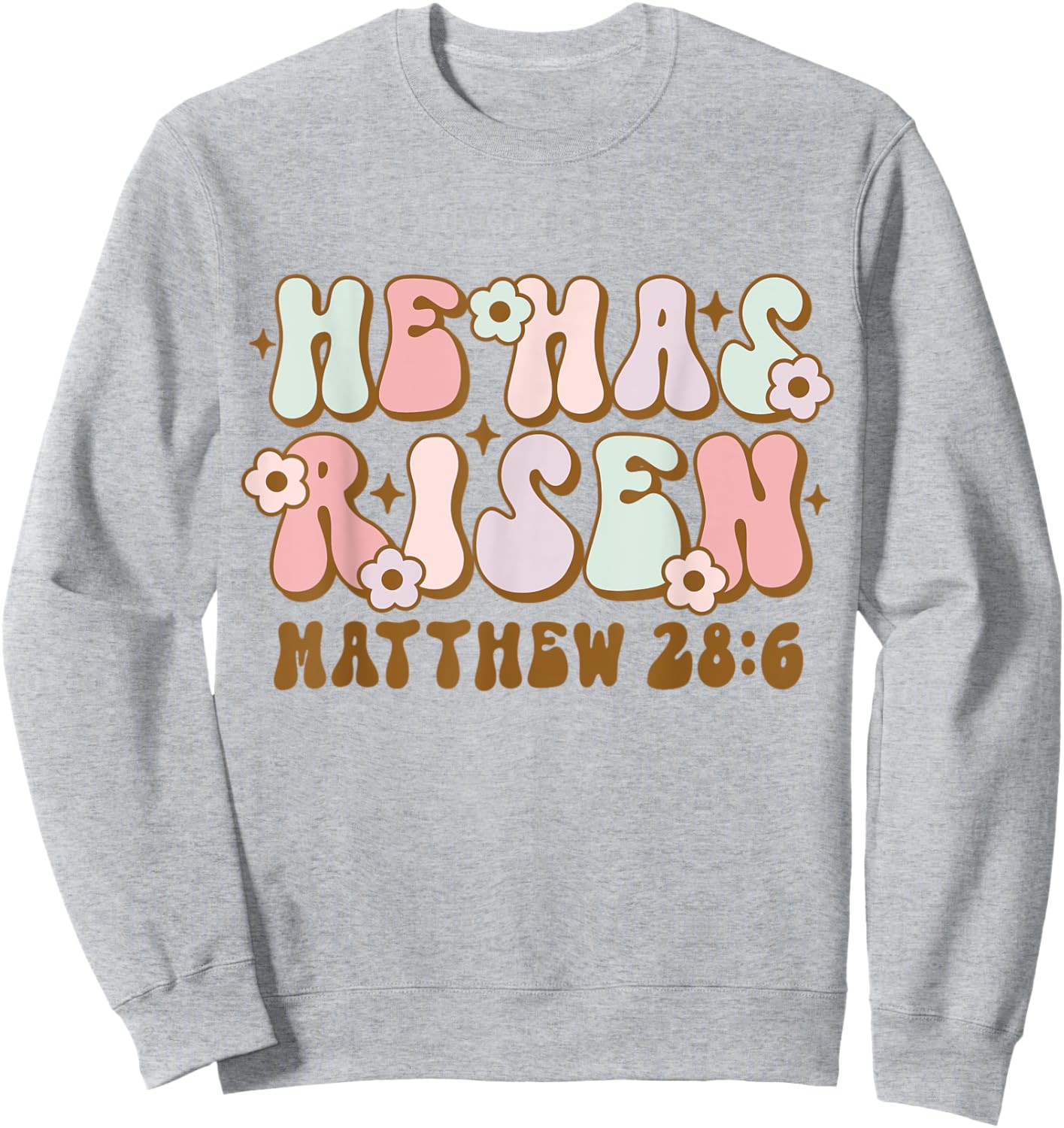 Christian Easter Bible Quote He Has Risen Retro Groovy Sweatshirt - Sweatshirt | Ash