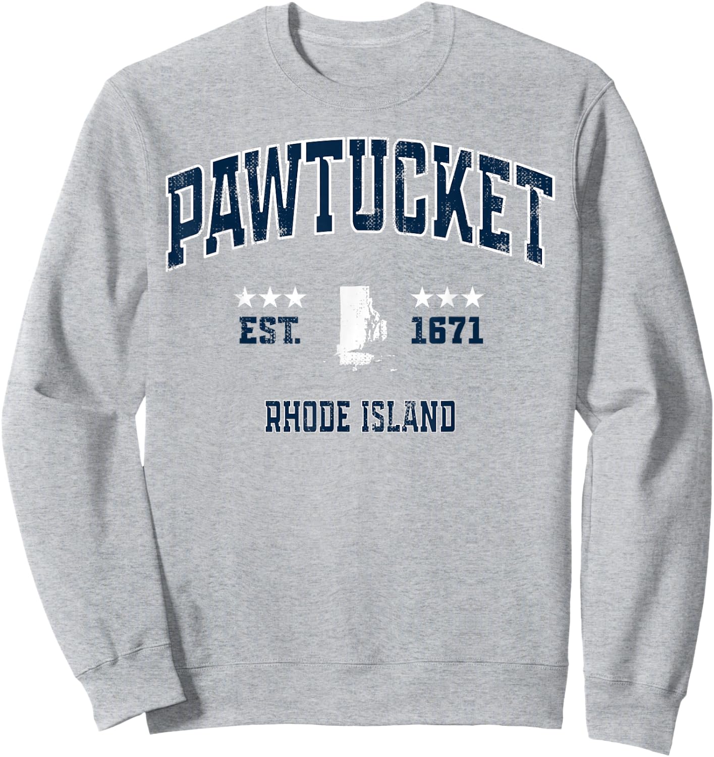 Pawtucket Rhode Island RI Vintage Athletic Navy Sports Sweatshirt - Sweatshirt | Ash