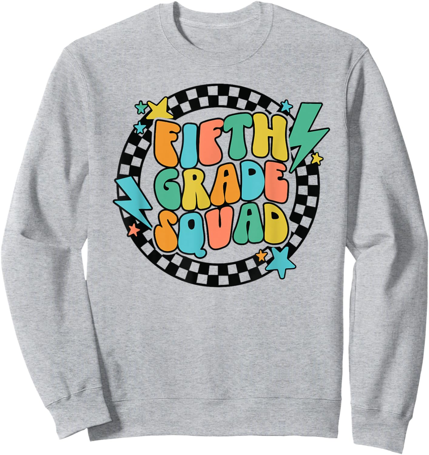 Back To School Groovy Teacher Fifth 5th Grade Crew Squad Sweatshirt - Sweatshirt | Ash