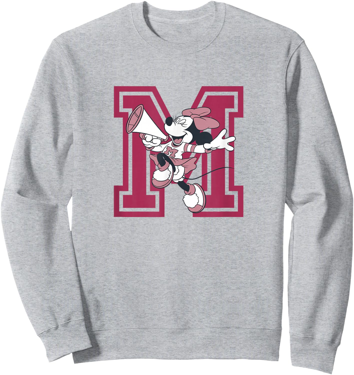 Disney Minnie Mouse Cute Cheerleader Vintage Pink Collegiate Sweatshirt - Sweatshirt | Ash