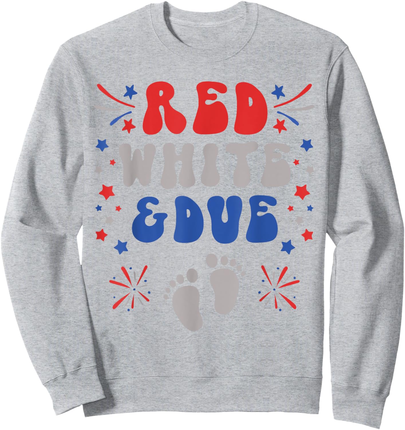 Red White and Due 4th of July Pregnancy Dress Baby Reveal Men Sweatshirt - Sweatshirt | Ash
