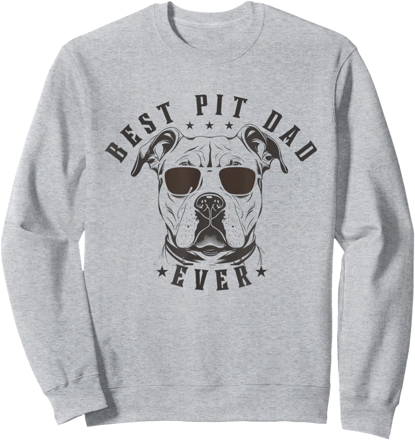 Men's Best Pitbull Dad Ever with Graphic Pitbull Face Sweatshirt - Sweatshirt | Ash