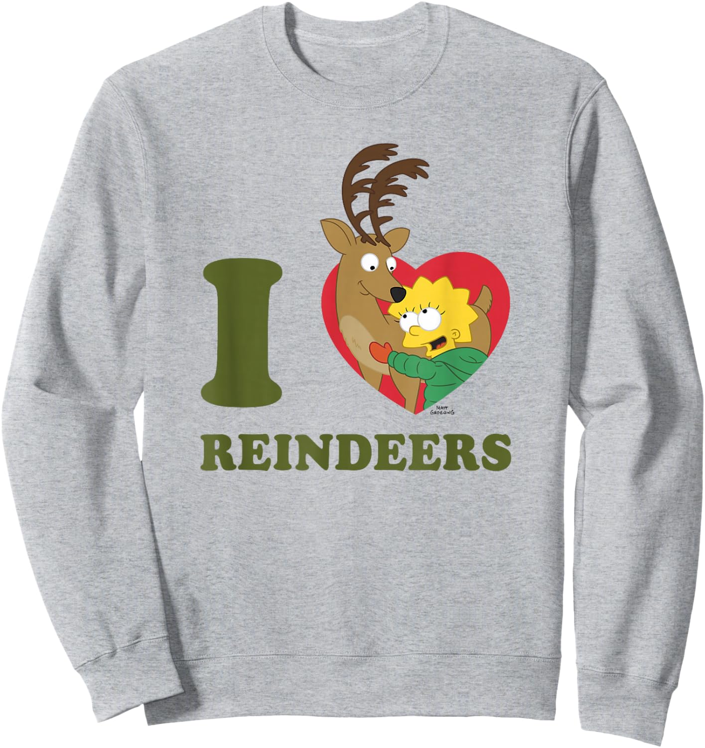 The Simpsons Christmas Maggie I Love Reindeers Sweatshirt - Sweatshirt | Ash