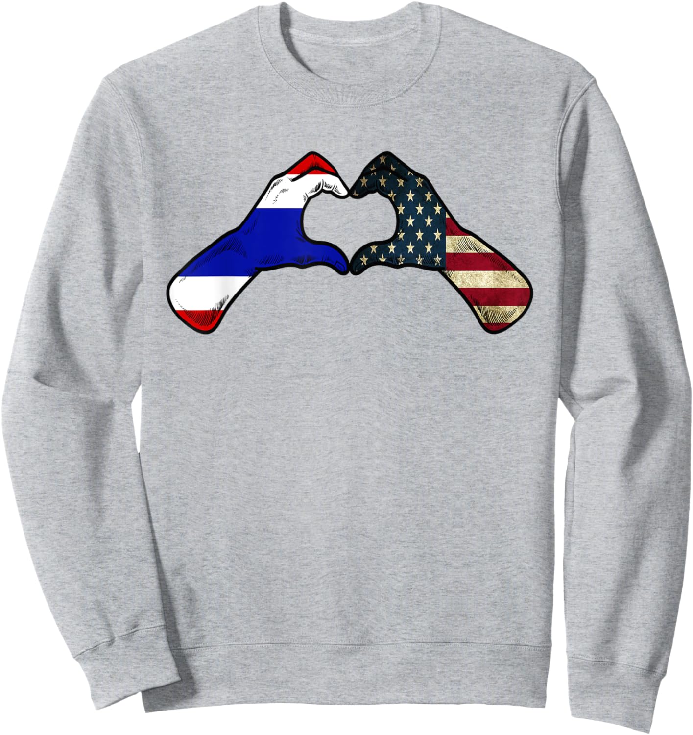 Thailand American USA Flag - USA Thai Heart Sweatshirt - Sweatshirt | Ash