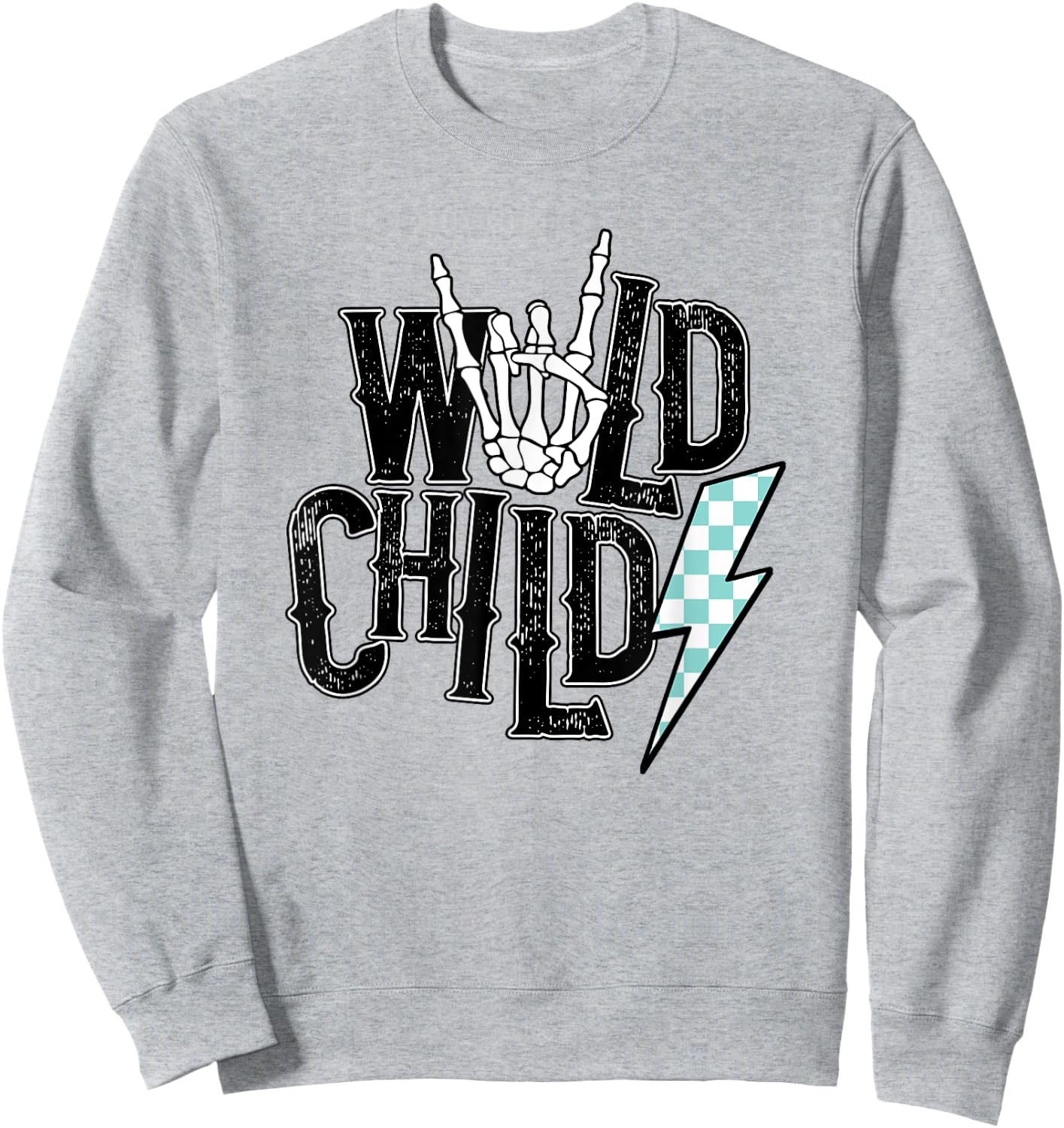 Wild Child Lightning Checkered Sweatshirt - Sweatshirt | Ash