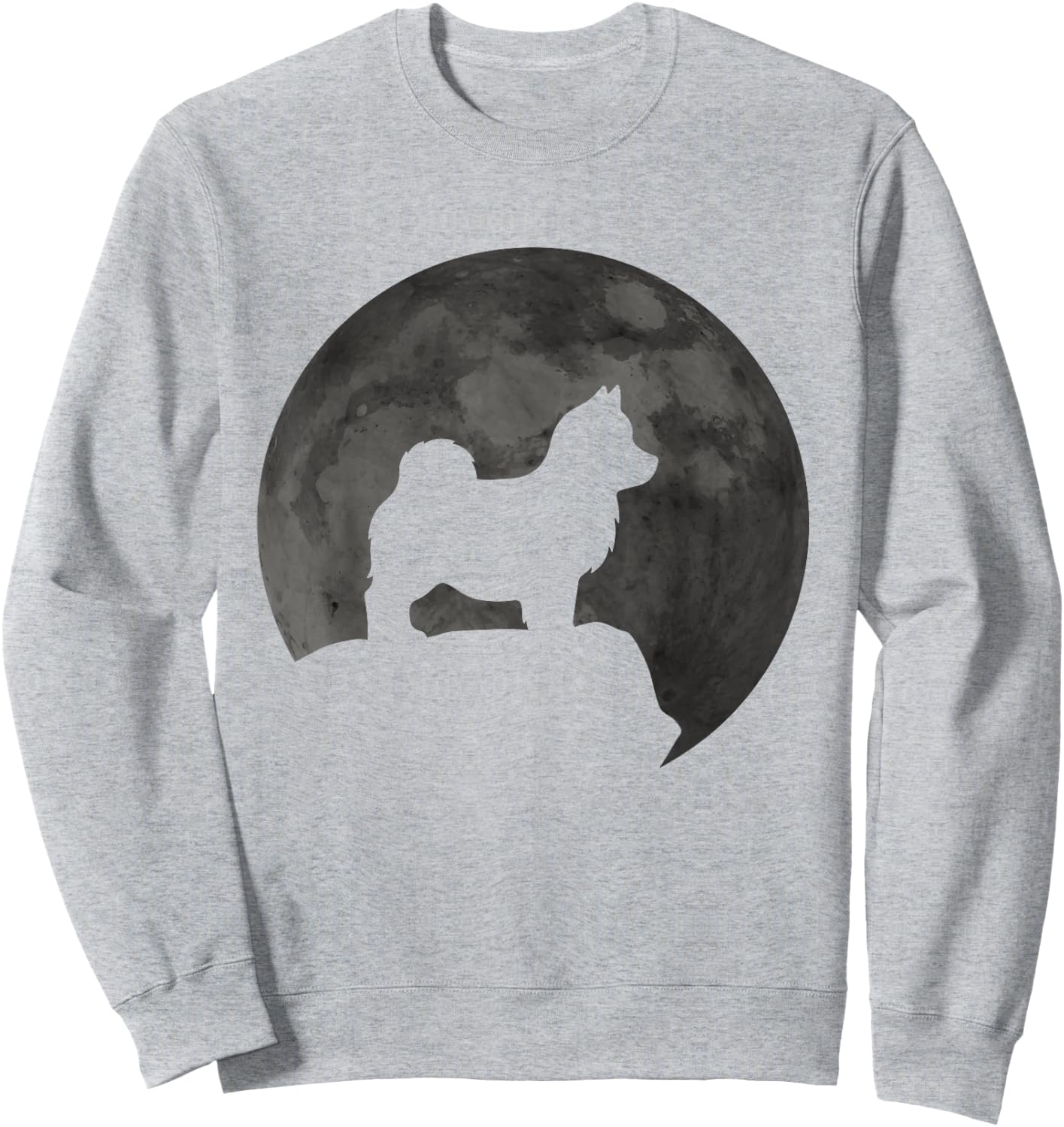 Moon And Dog Silhouette - Pomsky Sweatshirt - Sweatshirt | Ash