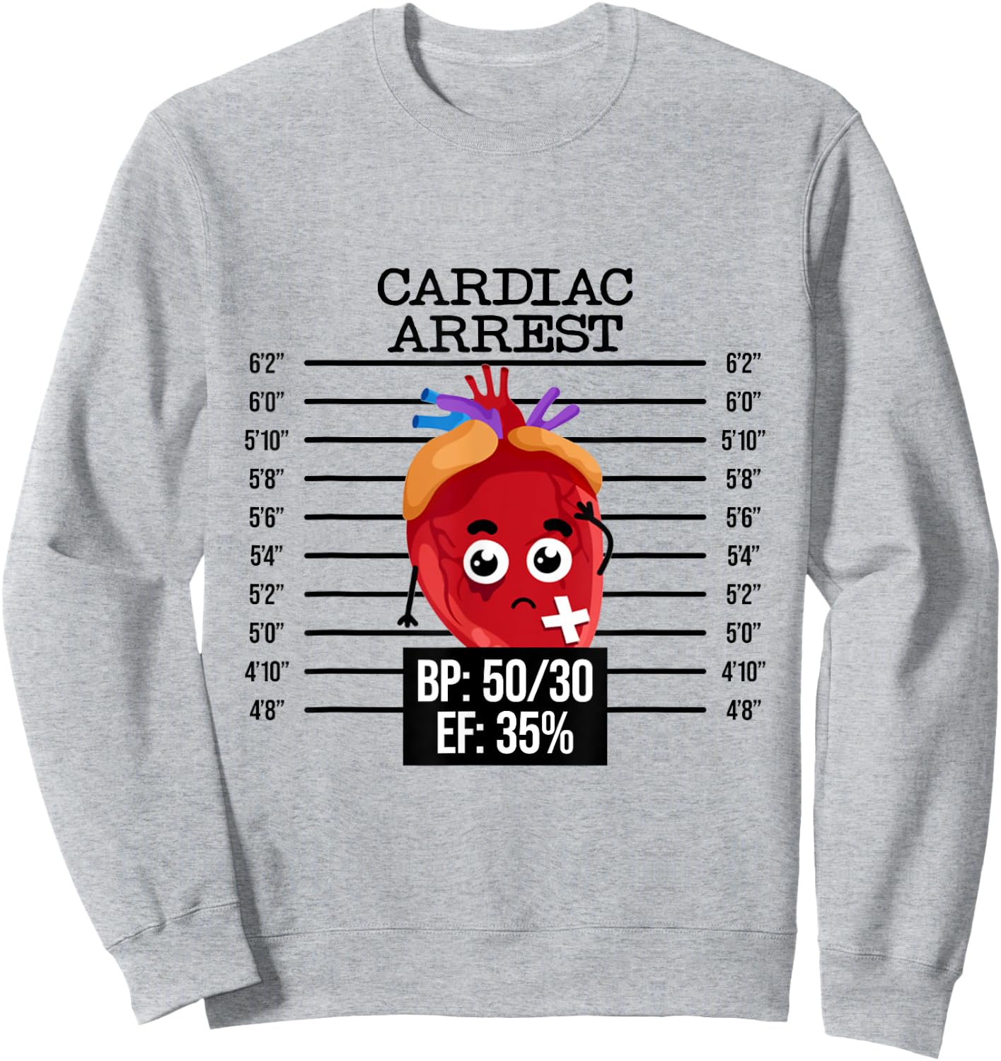 Funny Cardiology Badge Reel, Cardiac Arrest EKG Badge Holder Sweatshirt - Sweatshirt | Ash