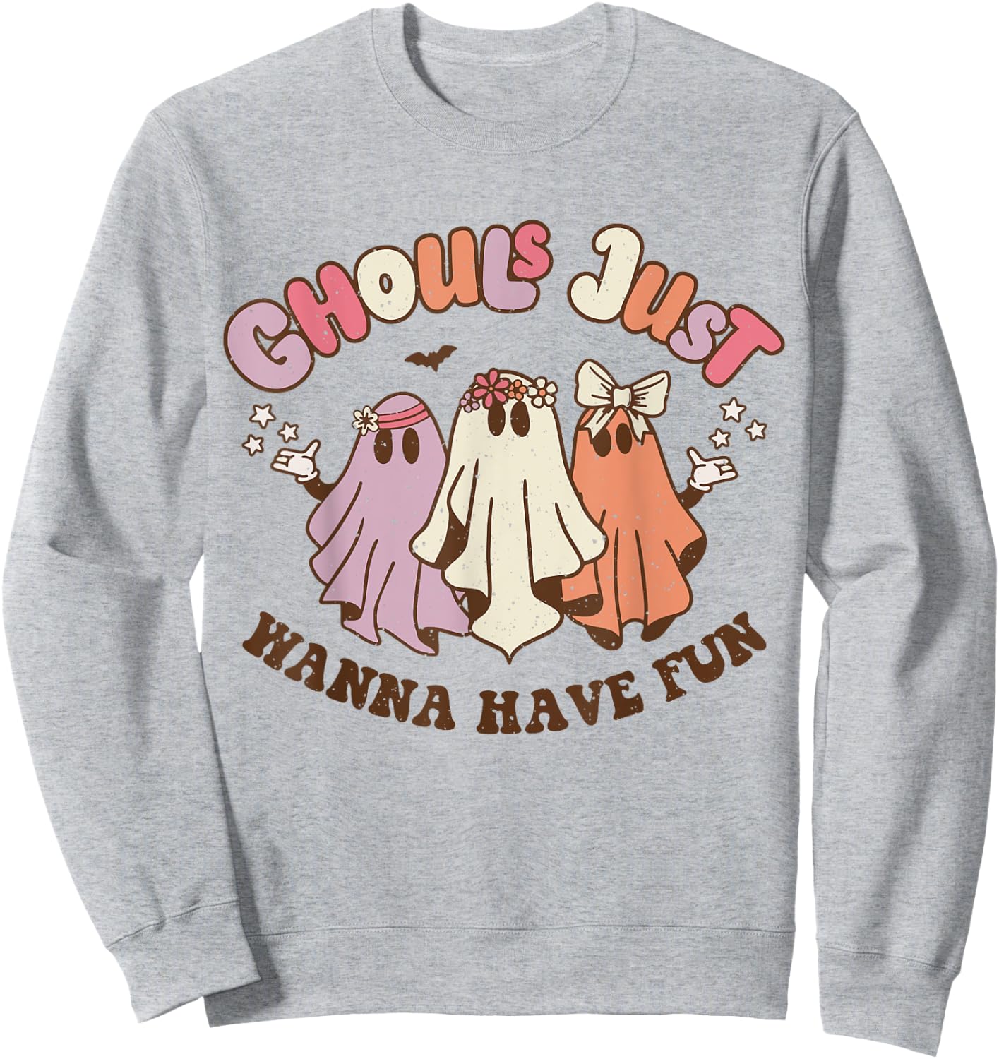 Ghouls Just Wanna Have Fun Retro Halloween Groovy Party Sweatshirt - Sweatshirt | Ash