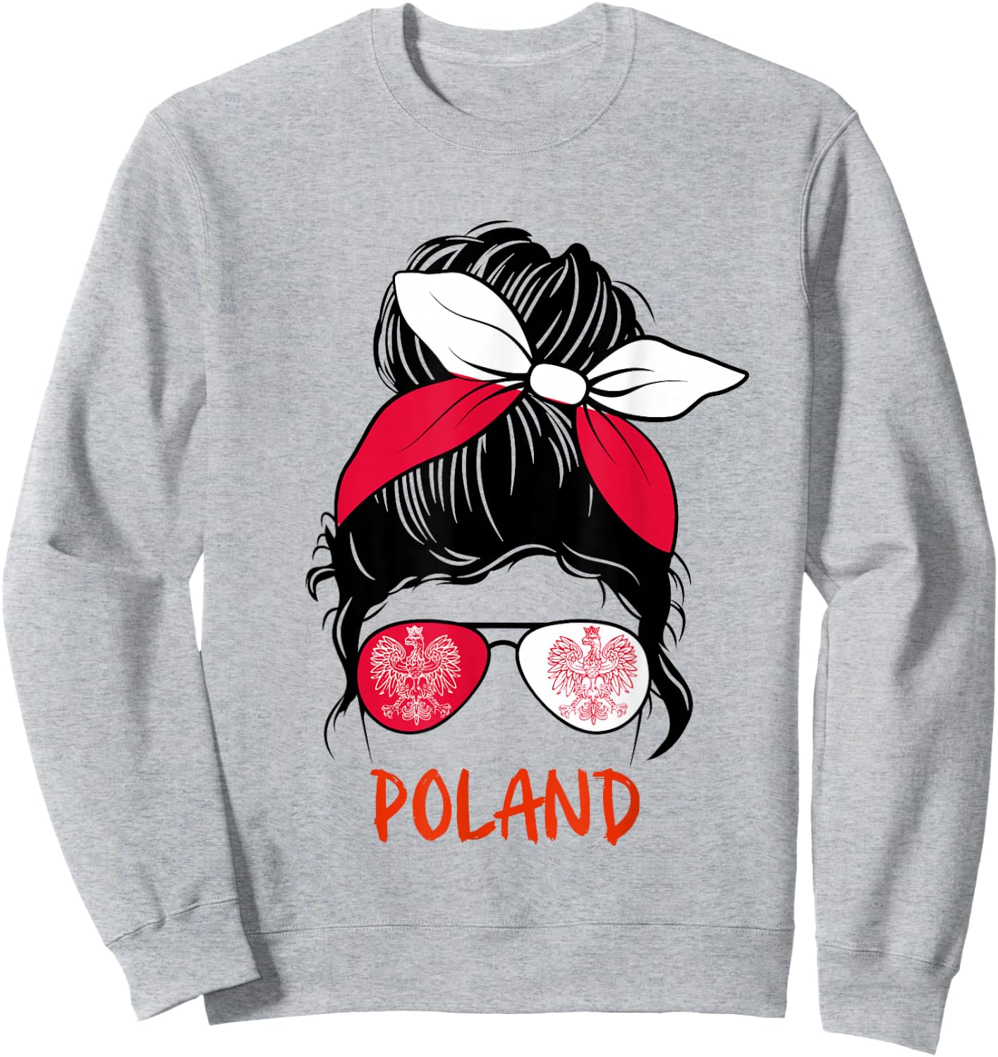 Poland Messy bun Sunglasses red White Bandana Polish Girl Sweatshirt - Sweatshirt | Ash