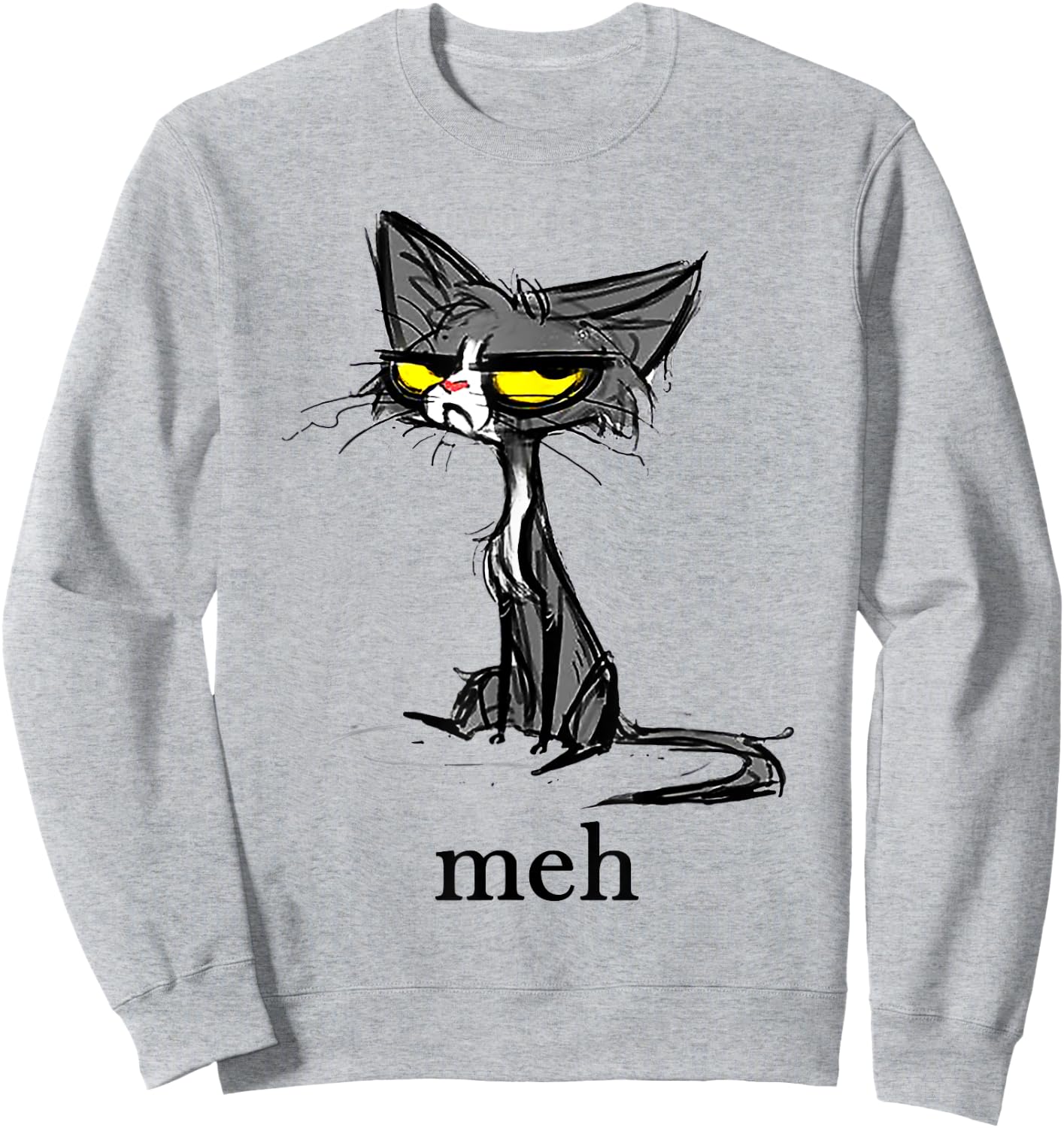 Funny Meh Cat Gift Cat Lovers Idea Men Women Girls Kids Sweatshirt - Sweatshirt | Ash