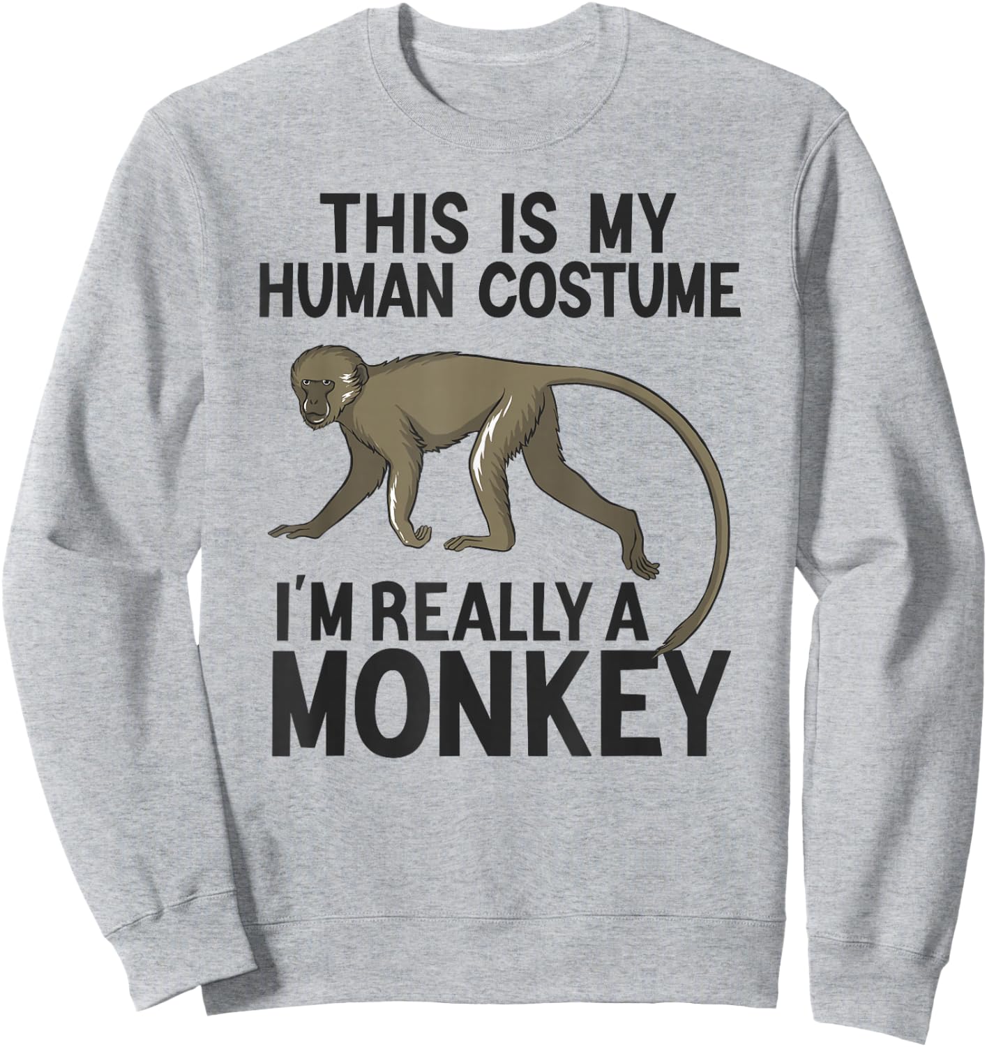 Simple Halloween Costumes Women Funny Monkey Costume Sweatshirt - Sweatshirt | Ash
