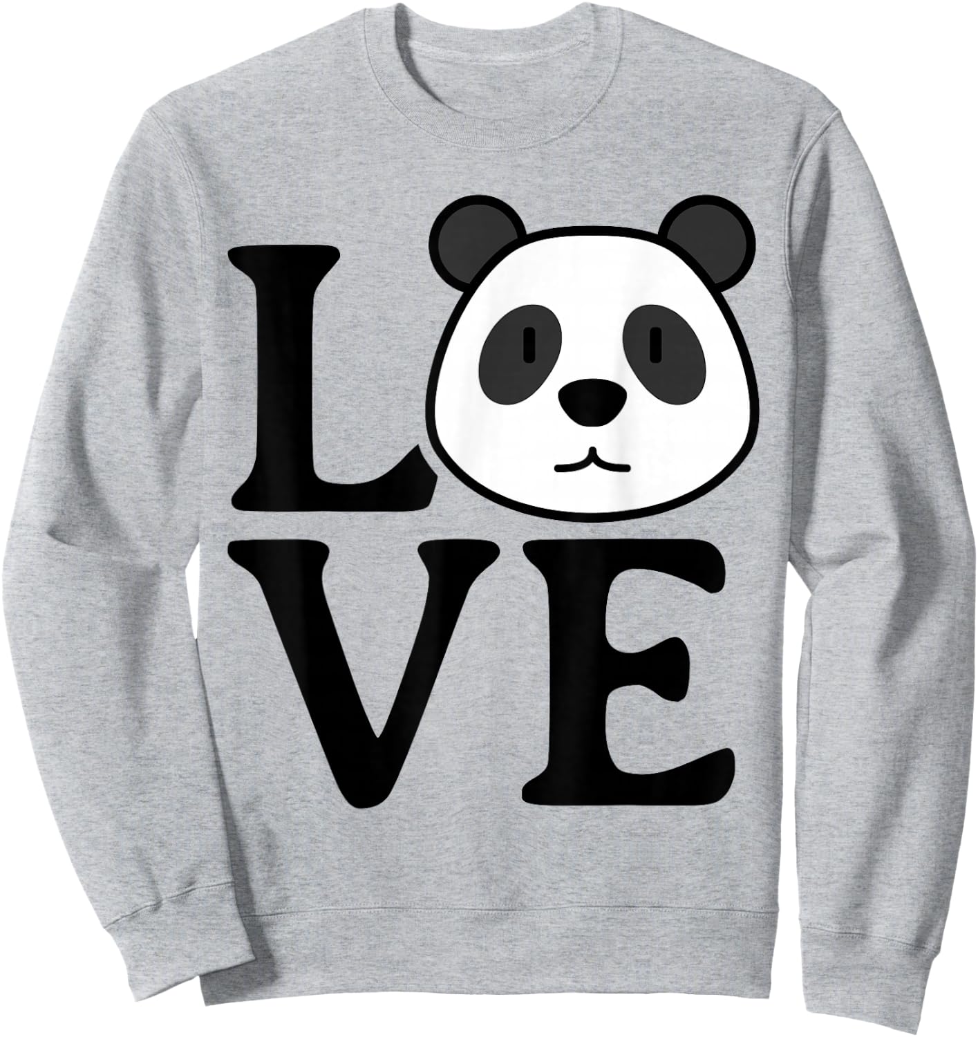 LOVE Panda Cute Funny Kawaii Minimalist Graphic Design Sweatshirt - Sweatshirt | Ash