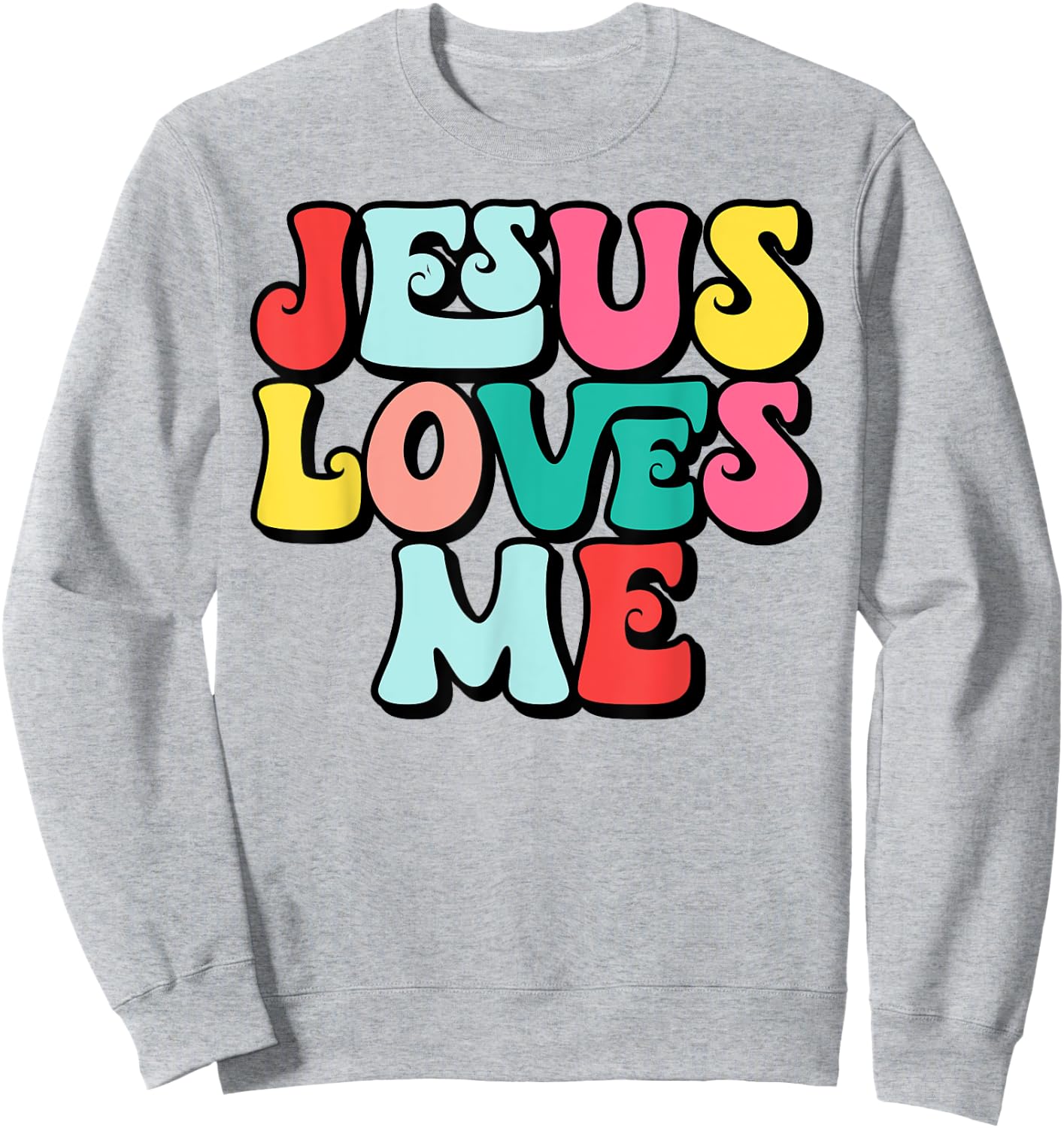 Jesus Loves Me Retro Vintage Groovy Style Men Sweatshirt - Sweatshirt | Ash