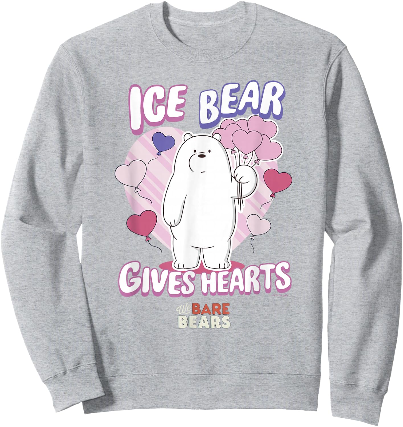 We Bare Bears Valentine's Day Ice Bear Hearts Sweatshirt - Sweatshirt | Ash